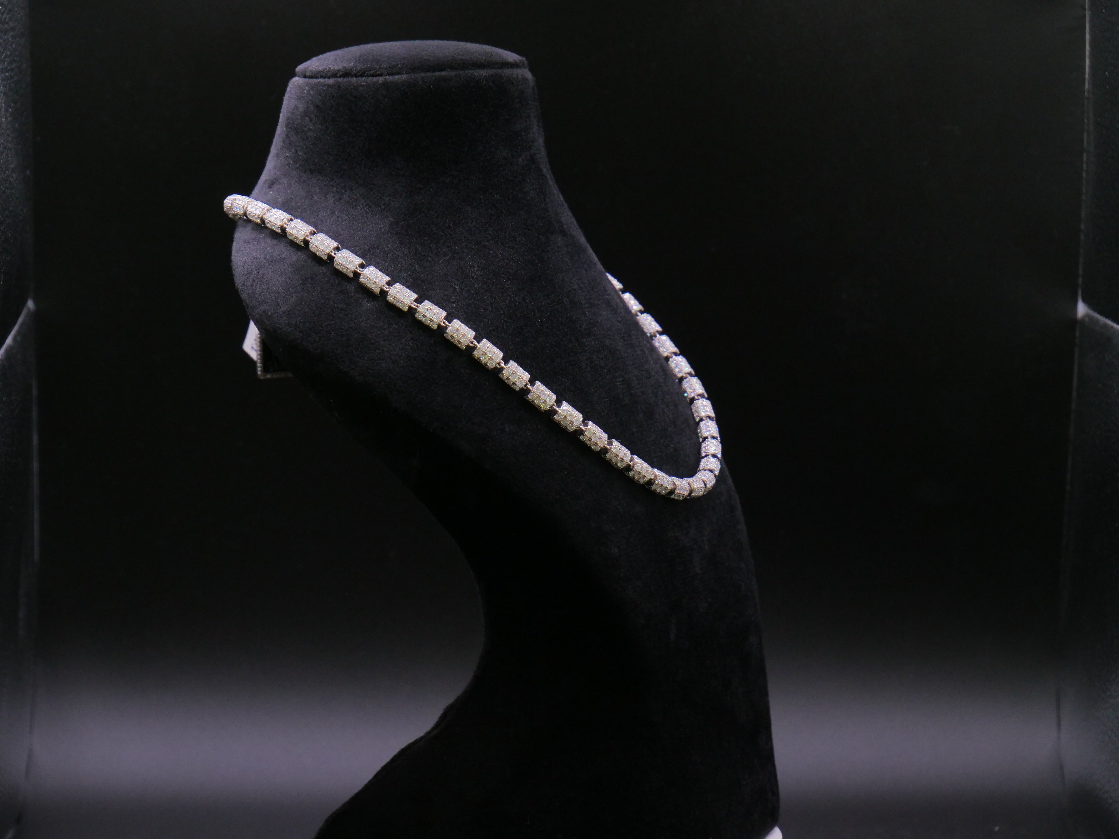 Iced Out Pavé Square-Link Statement Chain Necklace In Silver