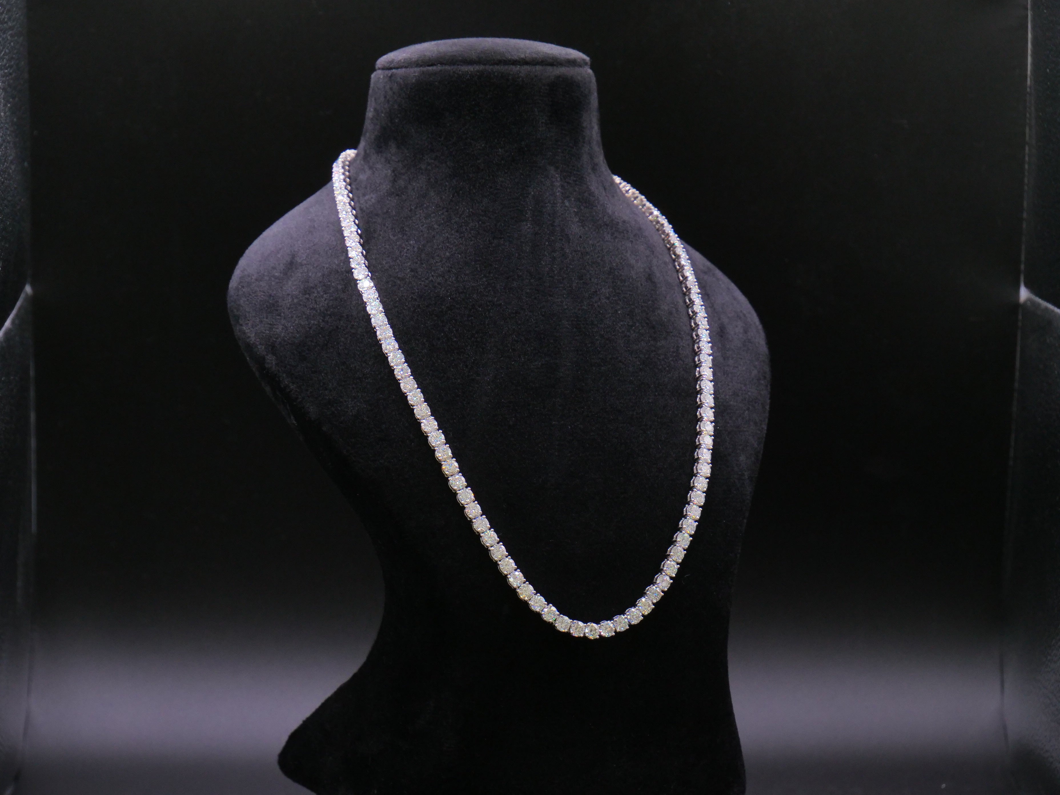 Classic Round-Cut Four-Prong Tennis Necklace In Silver