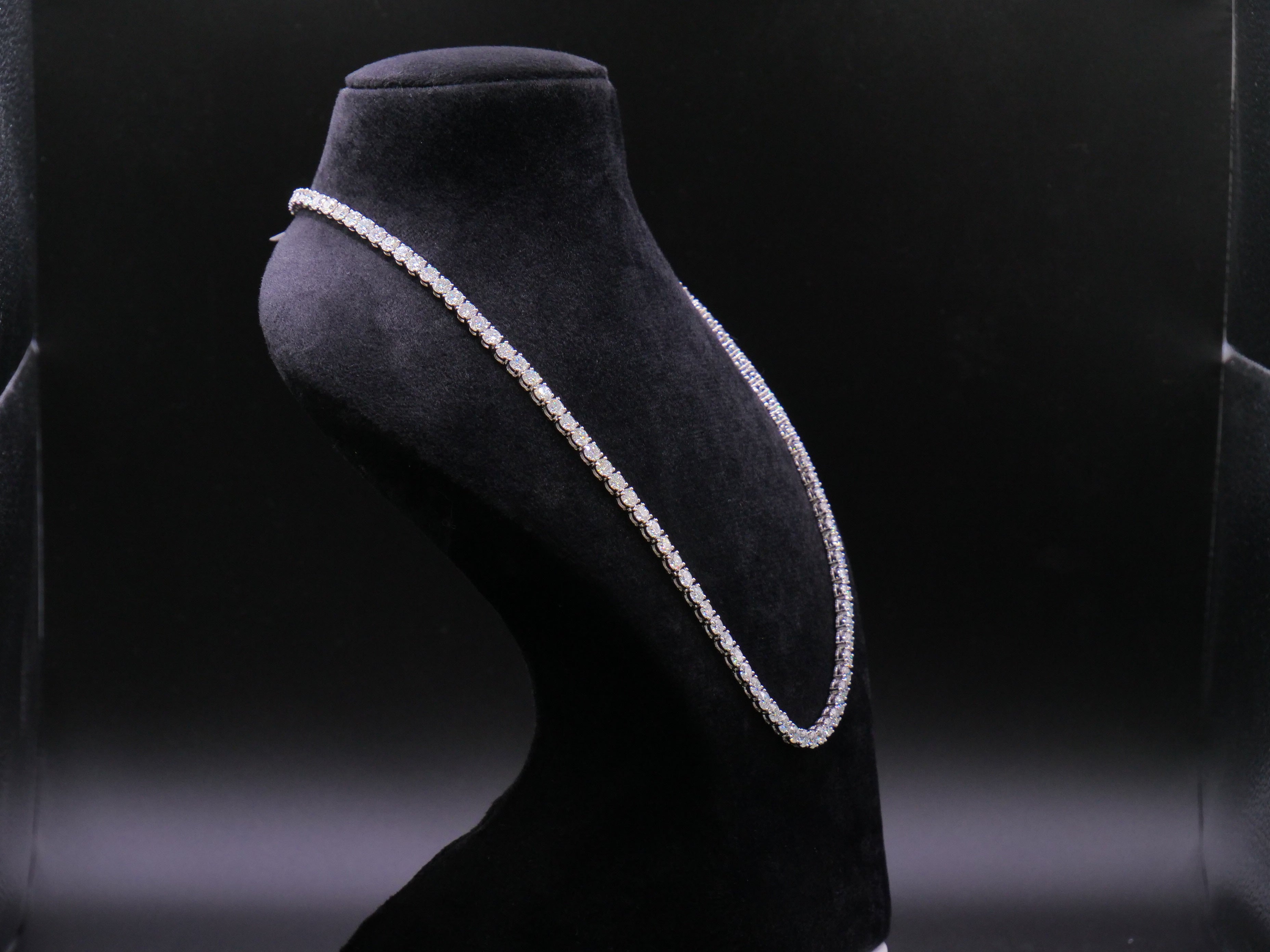 Classic Round-Cut Four-Prong Tennis Necklace In Silver