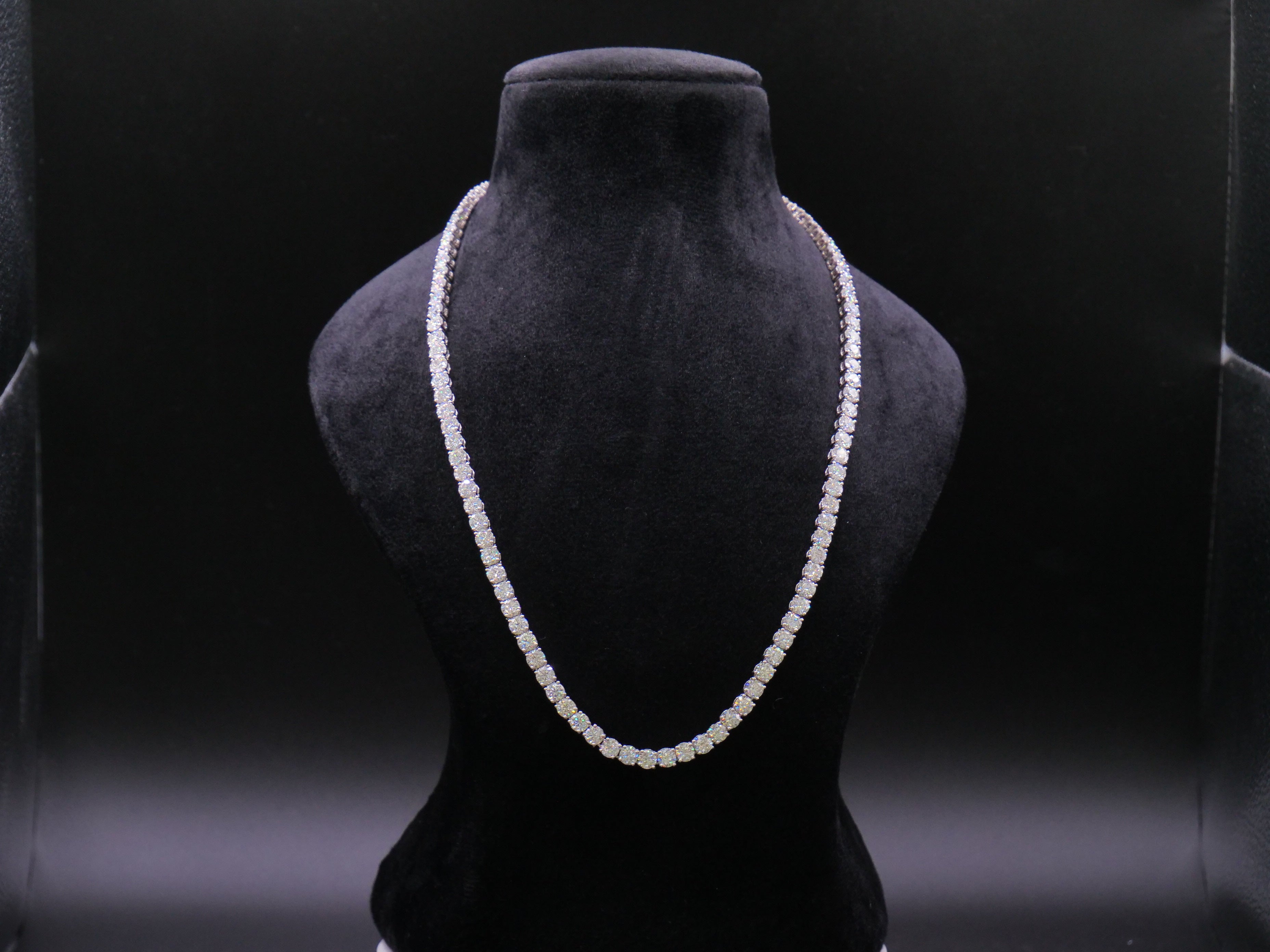 Classic Round-Cut Four-Prong Tennis Necklace In Silver
