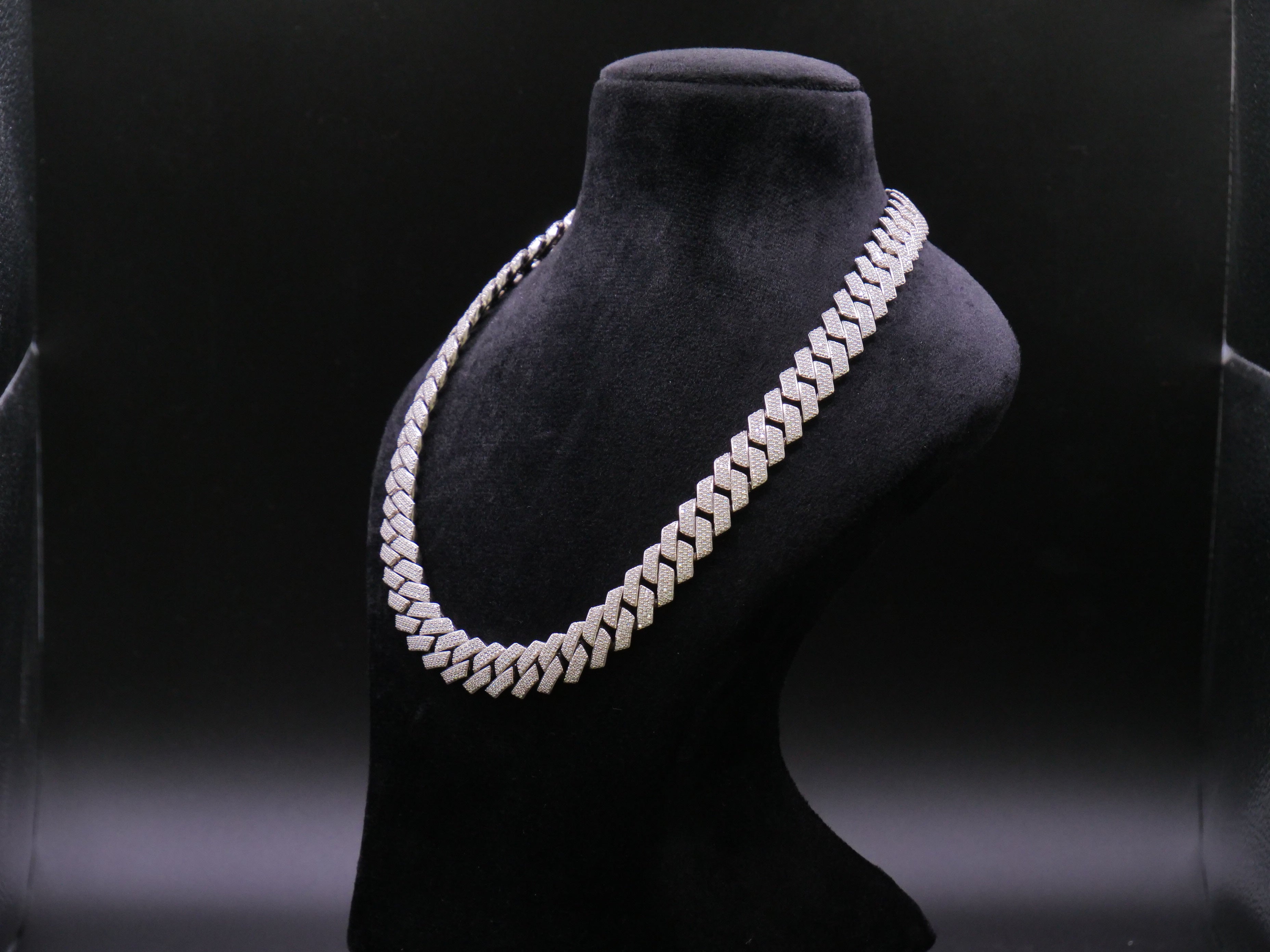 Wide Iced Out Full Pavé Cuban Link Chain Necklace In Silver