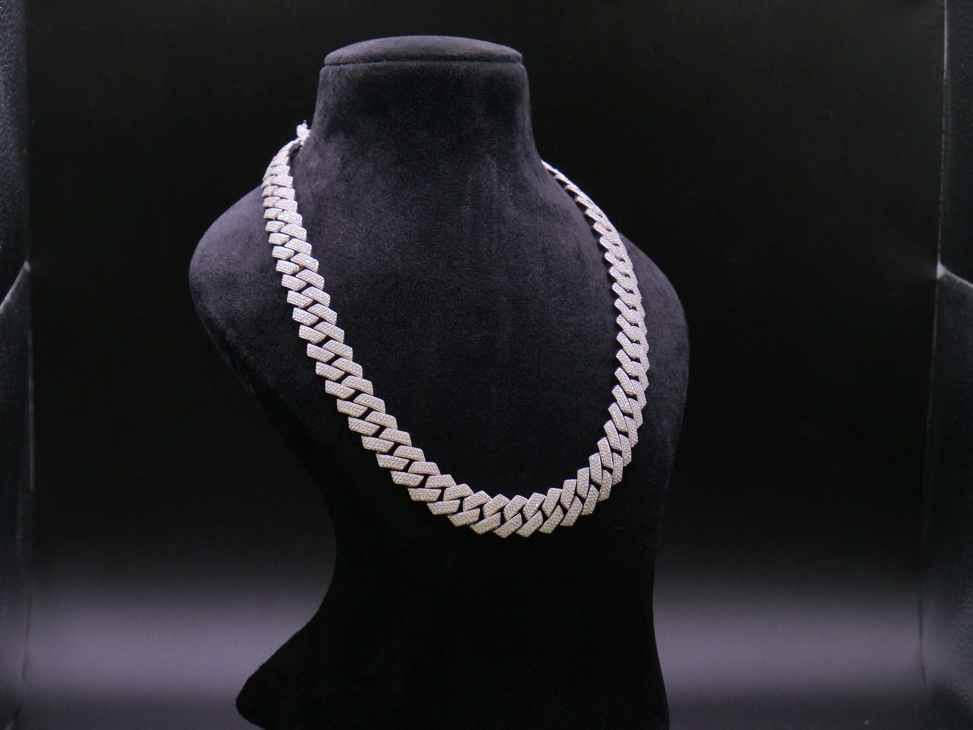 Wide Iced Out Full Pavé Cuban Link Chain Necklace In Silver
