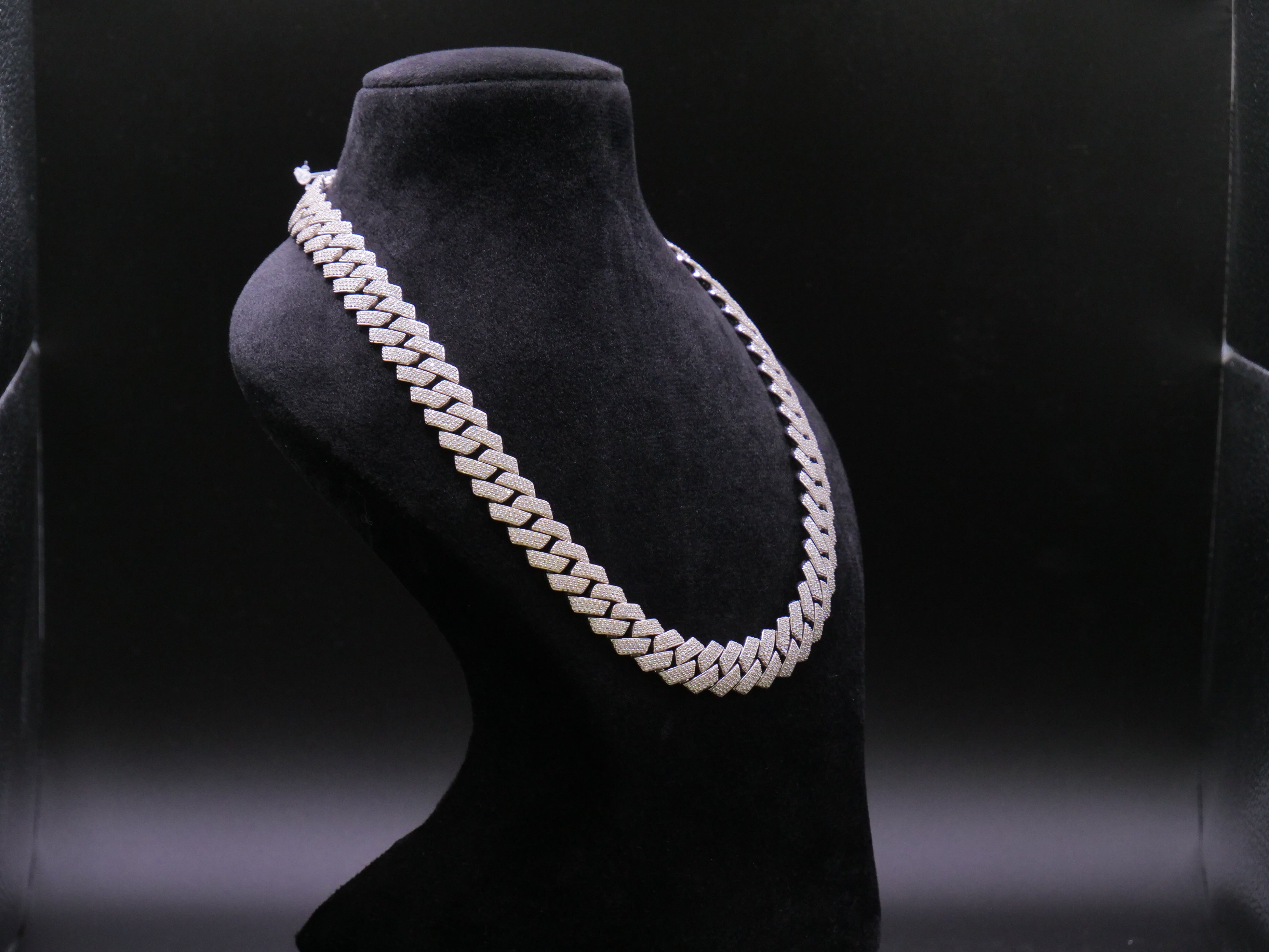 Wide Iced Out Full Pavé Cuban Link Chain Necklace In Silver