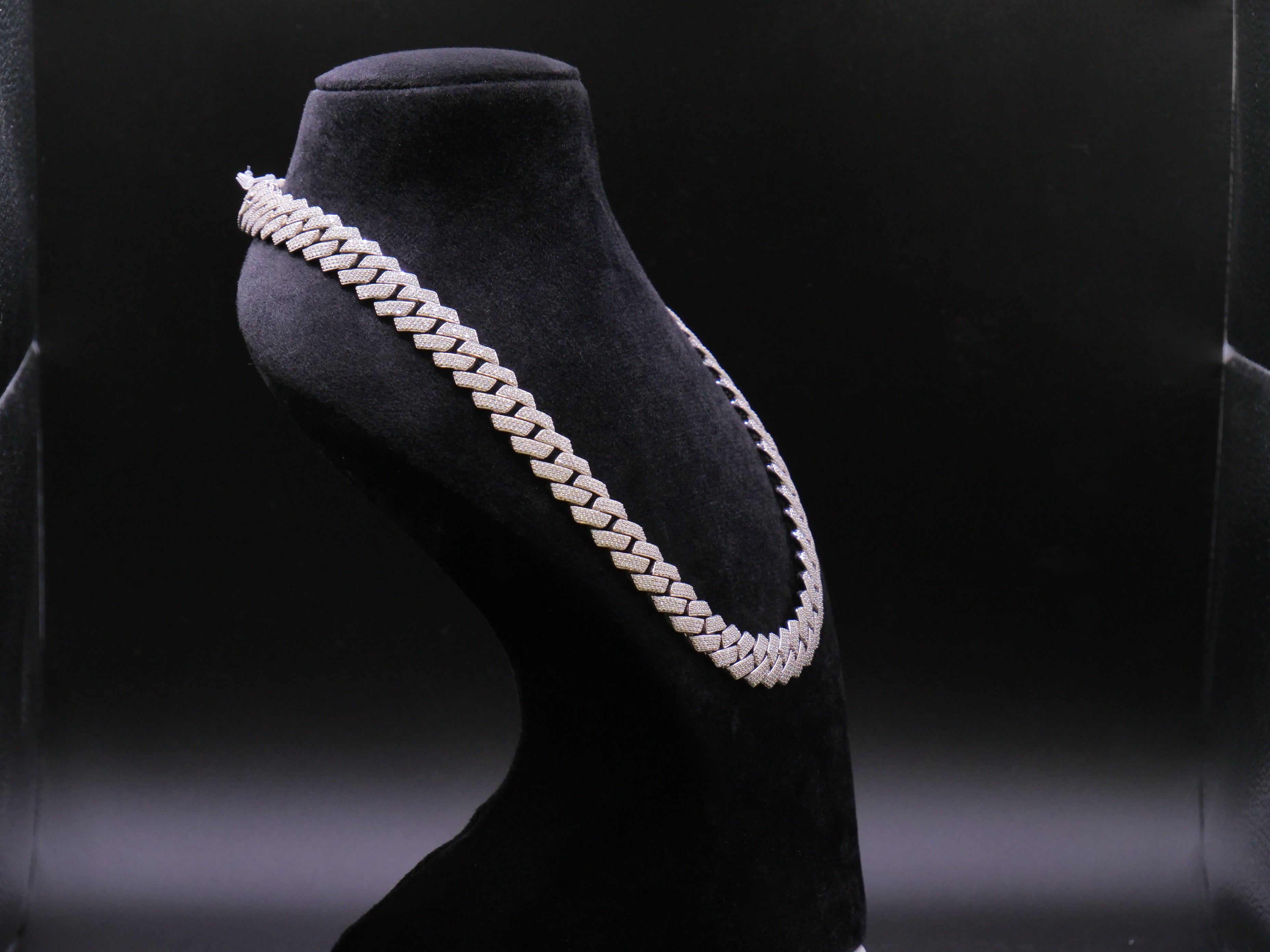 Wide Iced Out Full Pavé Cuban Link Chain Necklace In Silver