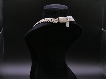 Wide Iced Out Full Pavé Cuban Link Chain Necklace In Silver
