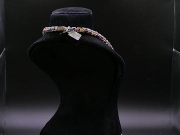 Multi-Color Pavé Box-Link Statement Chain Necklace In Pink Blue & White