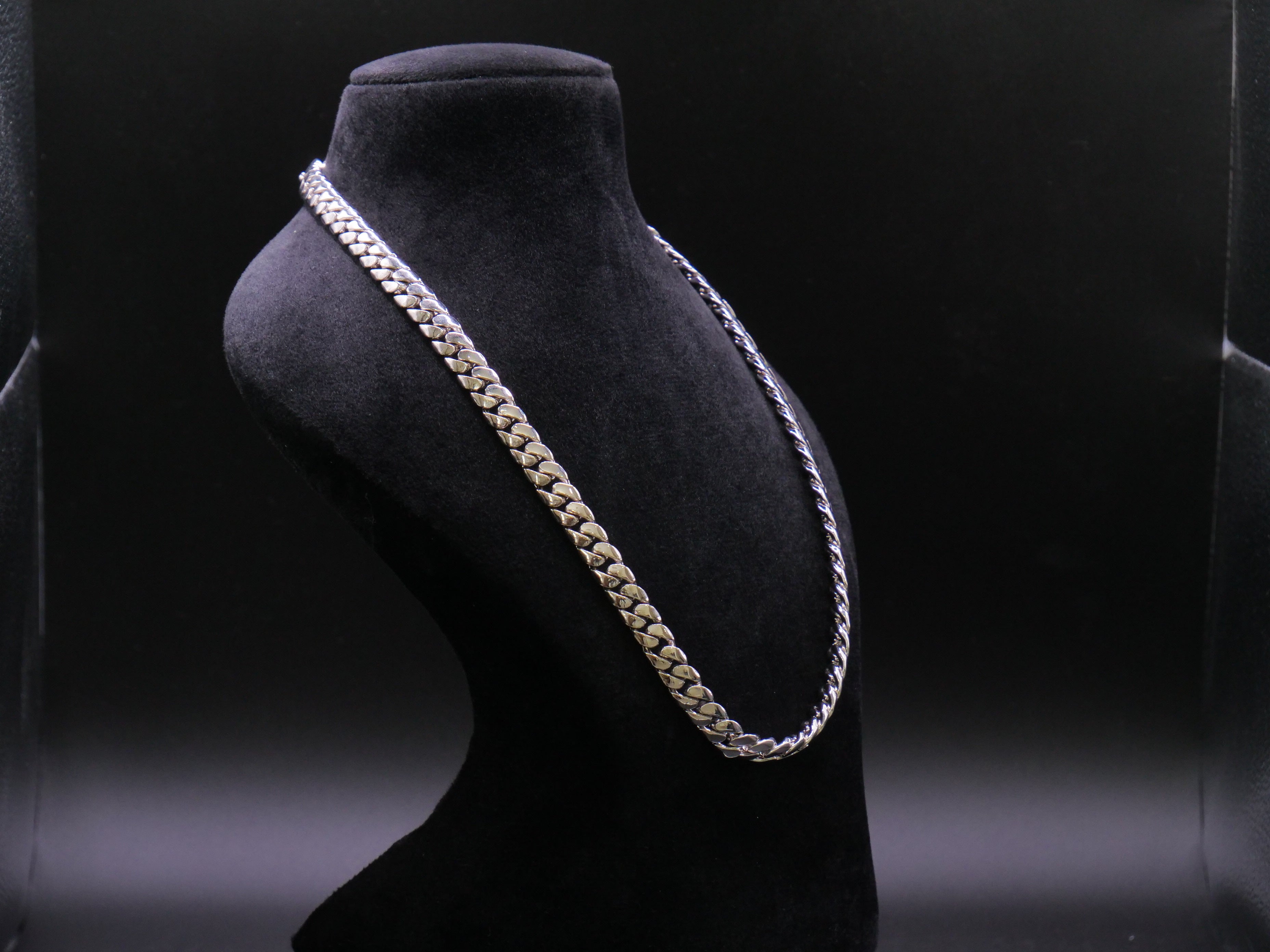 Heavyweight Polished Flat Cuban Link Chain Necklace In Silver