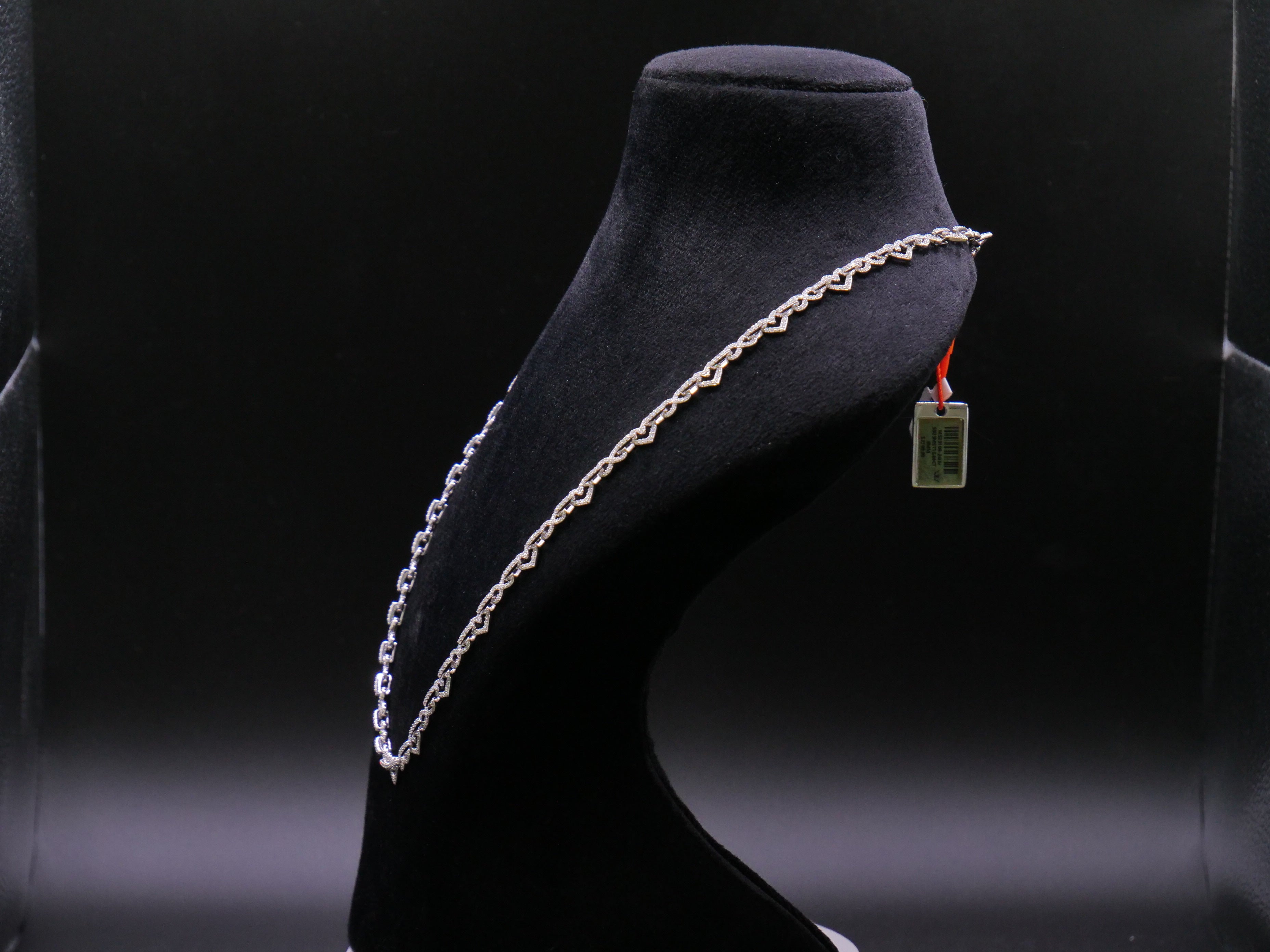 Pavé Open Heart-Link Chain Necklace In Silver