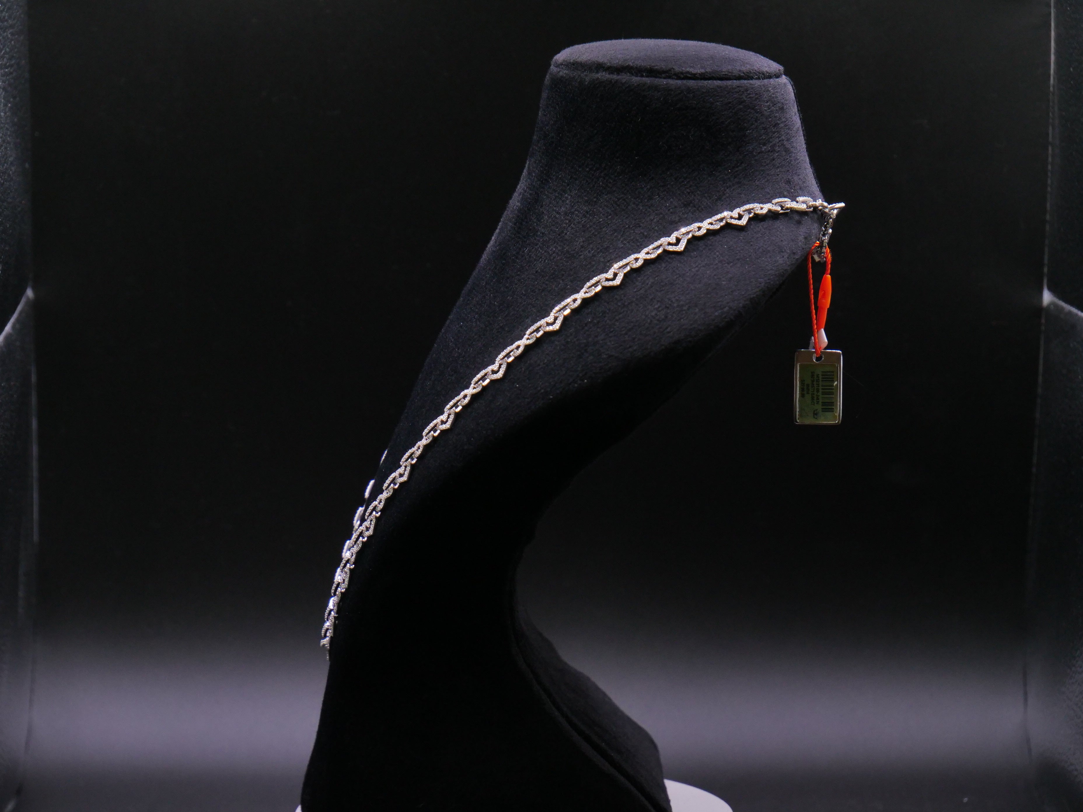 Pavé Open Heart-Link Chain Necklace In Silver