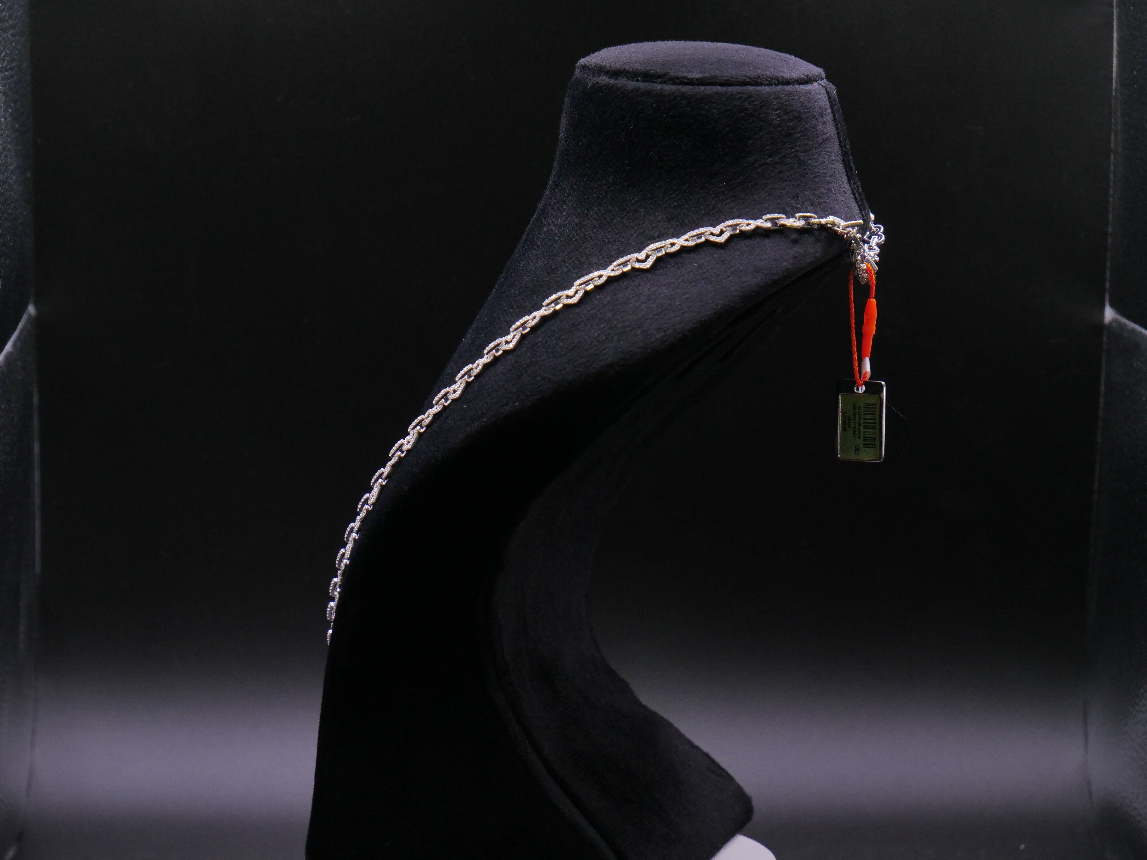 Pavé Open Heart-Link Chain Necklace In Silver