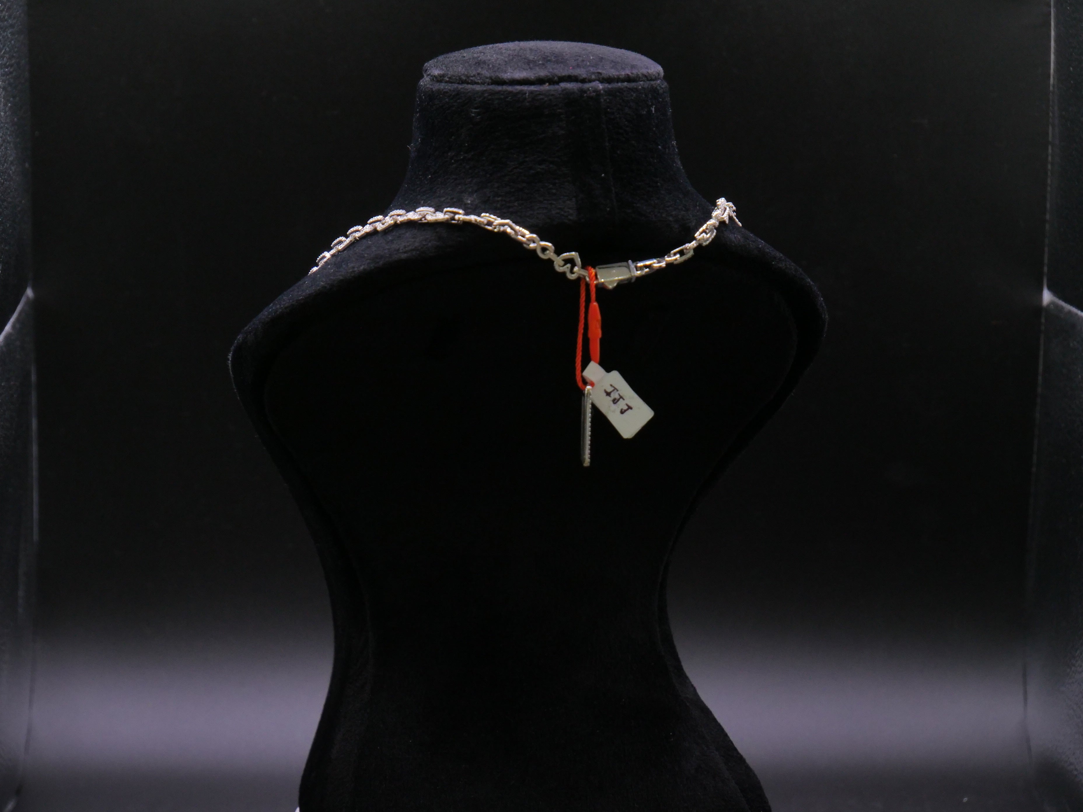 Pavé Open Heart-Link Chain Necklace In Silver