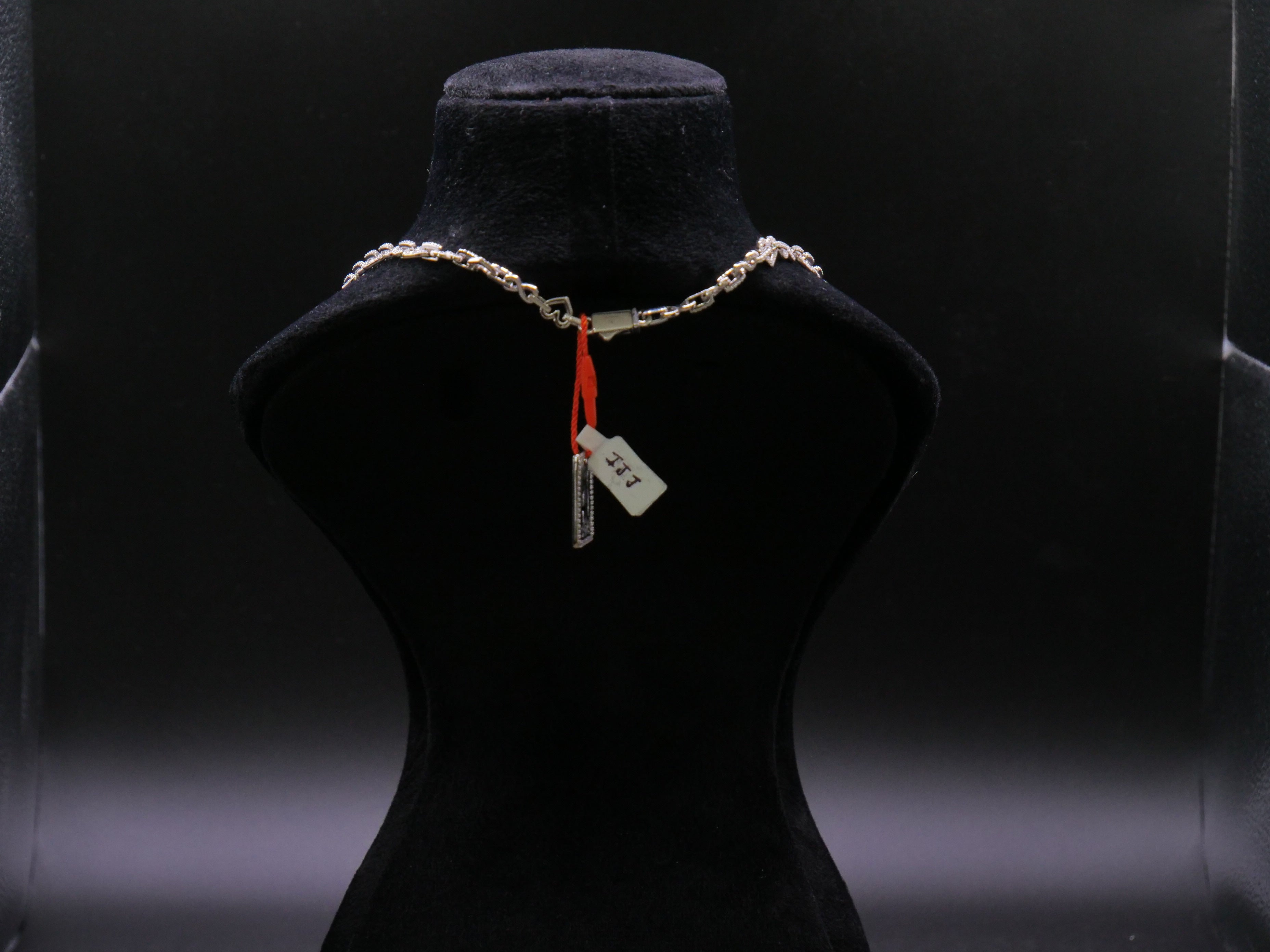 Pavé Open Heart-Link Chain Necklace In Silver