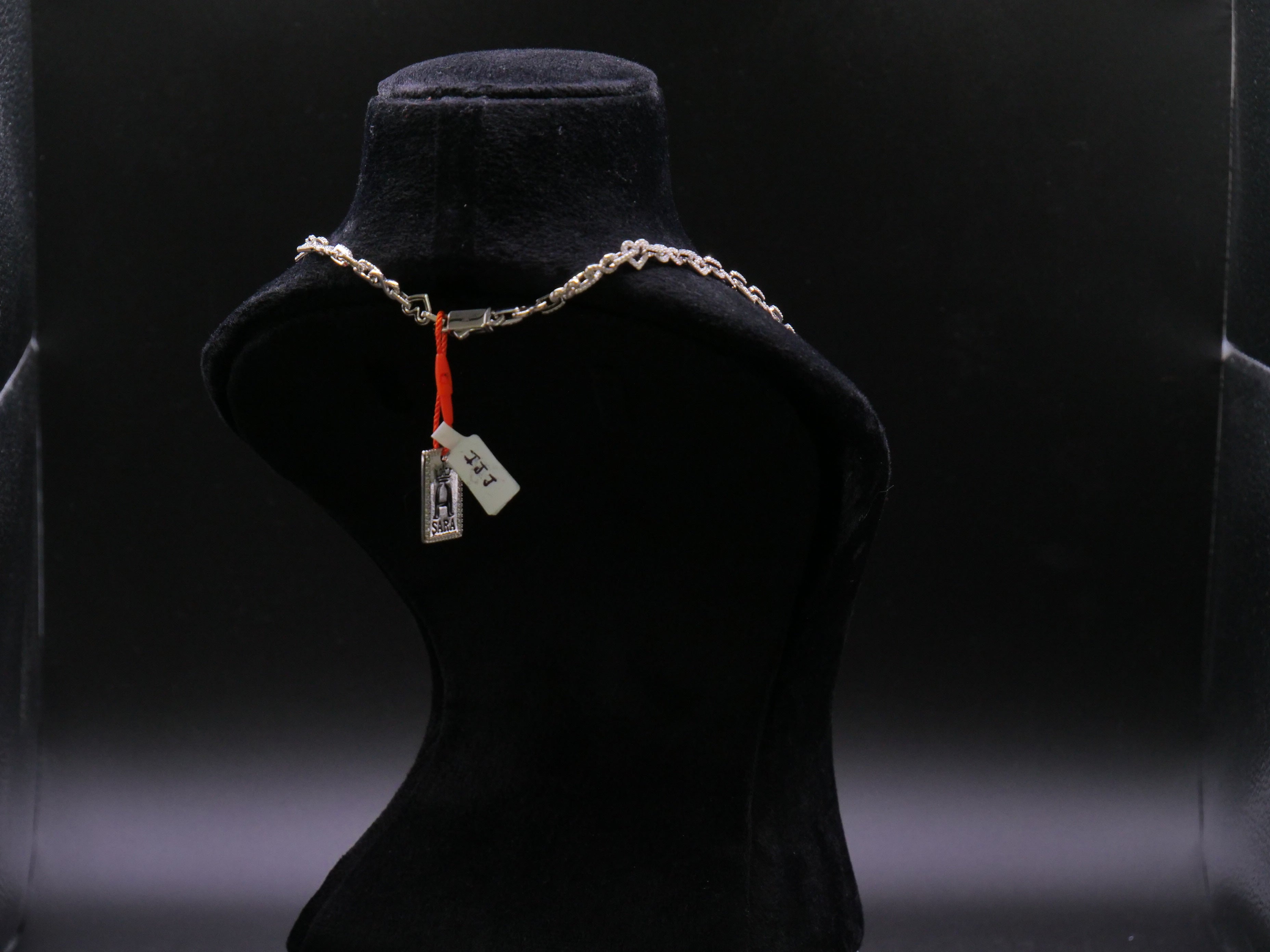 Pavé Open Heart-Link Chain Necklace In Silver