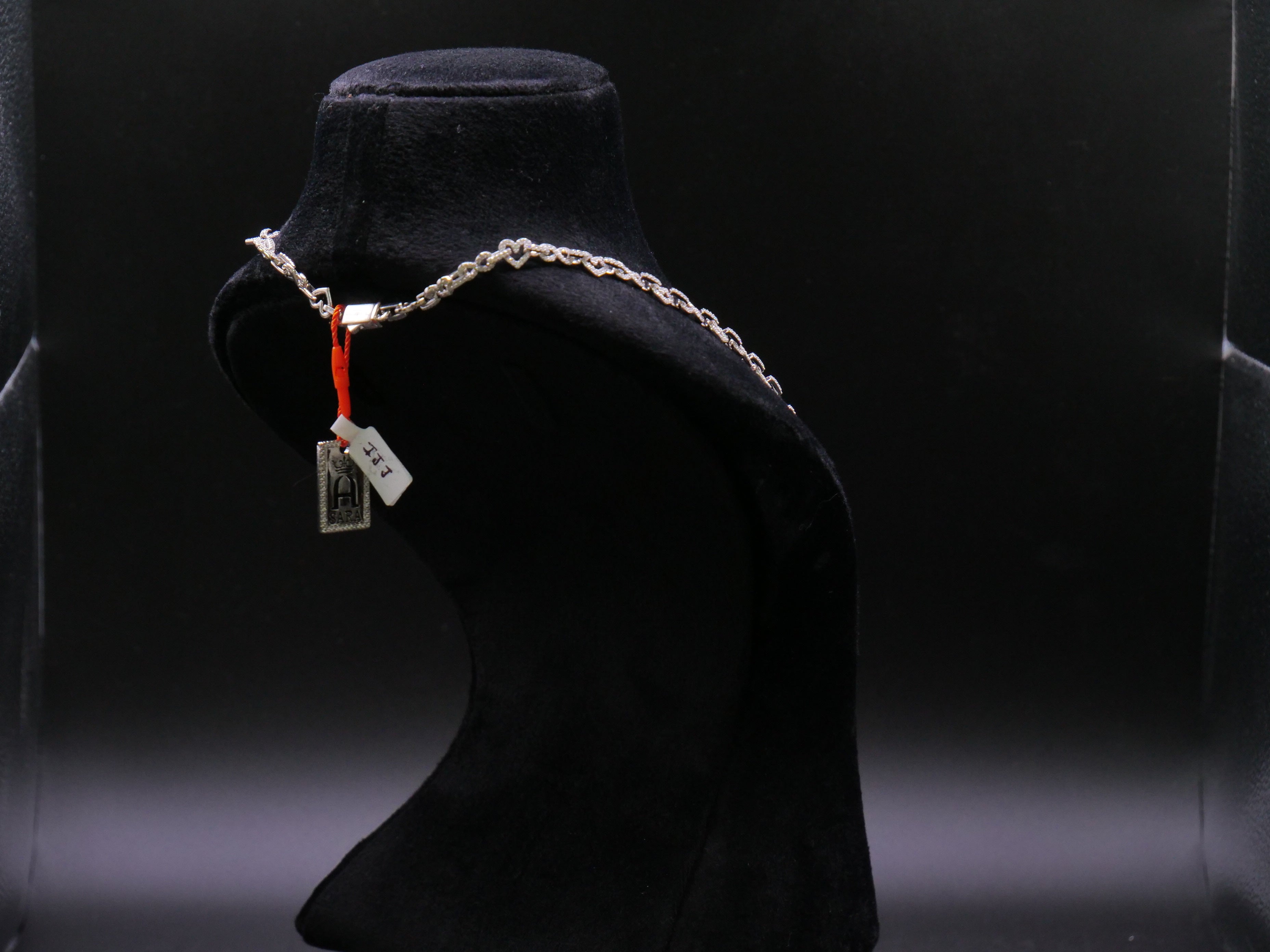 Pavé Open Heart-Link Chain Necklace In Silver
