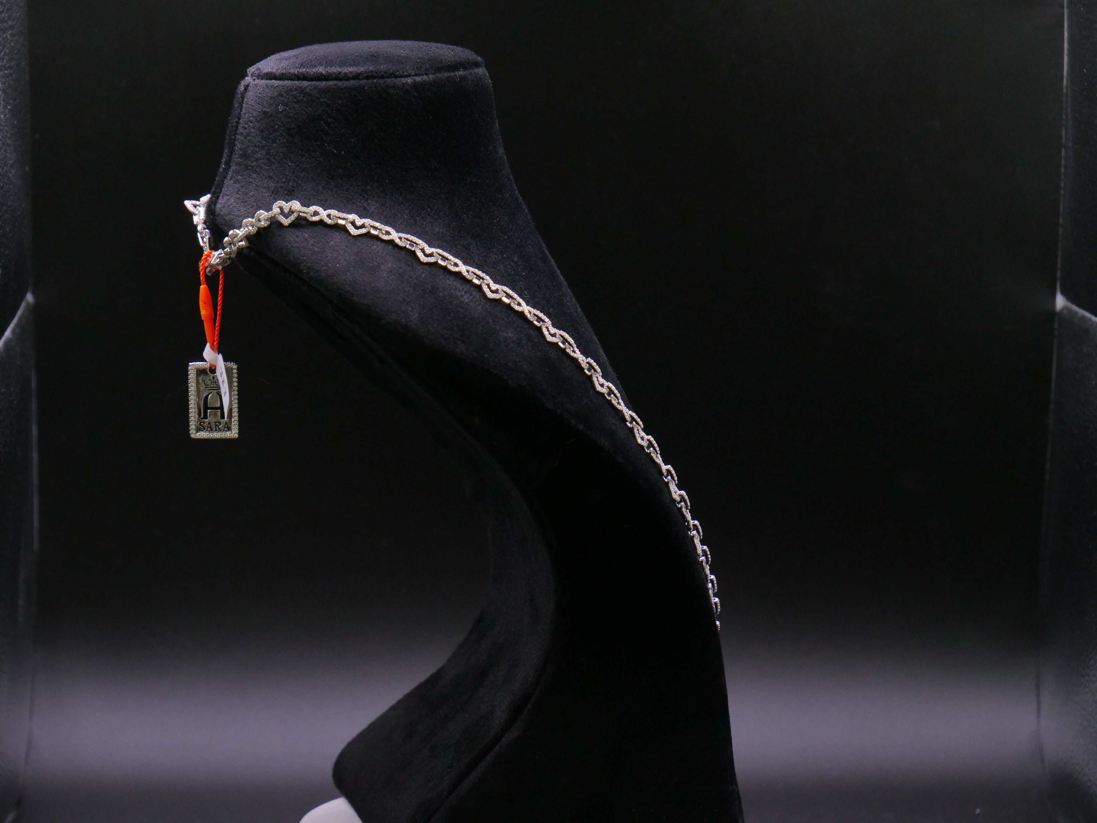 Pavé Open Heart-Link Chain Necklace In Silver