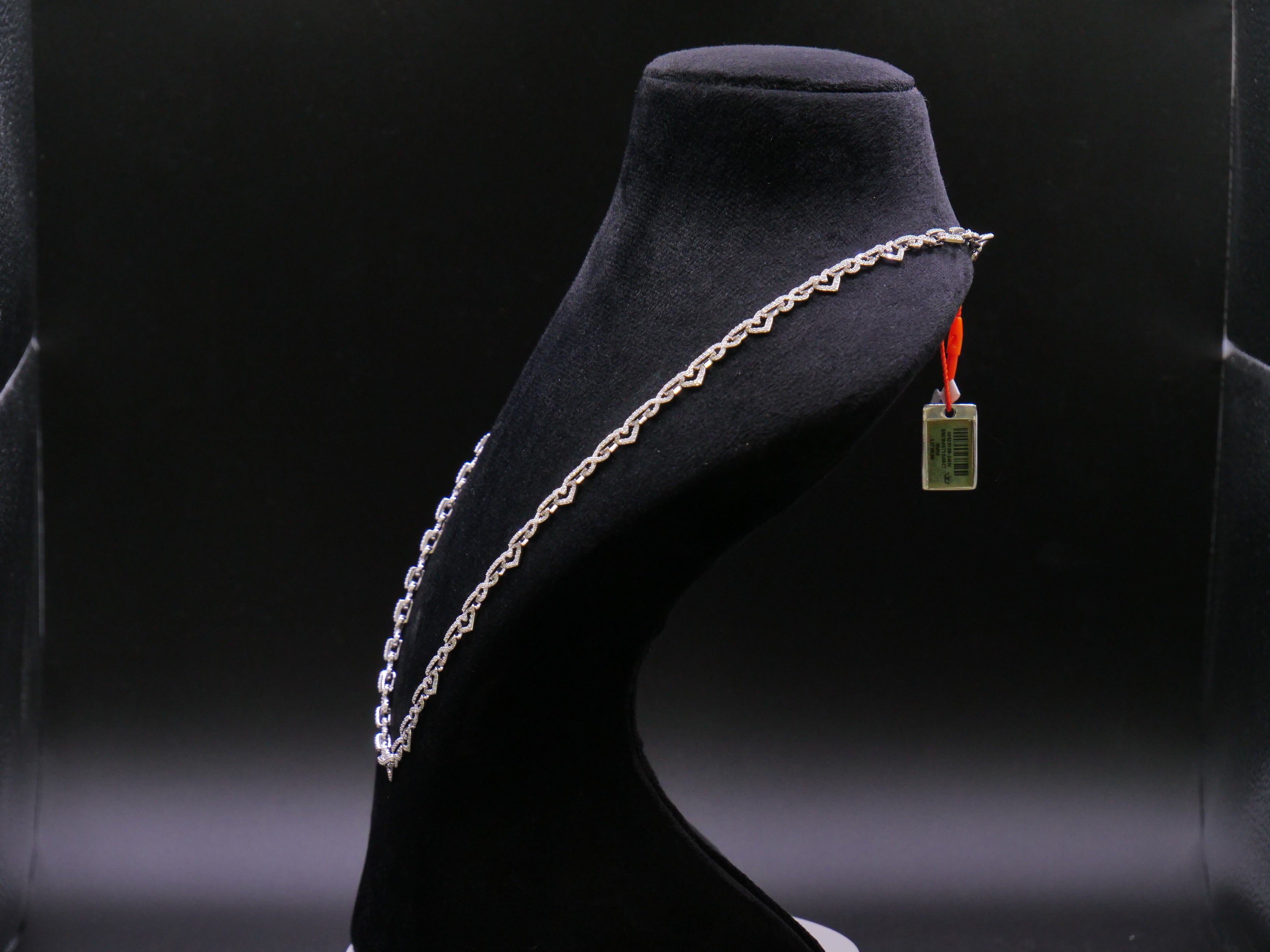 Pavé Open Heart-Link Chain Necklace In Silver