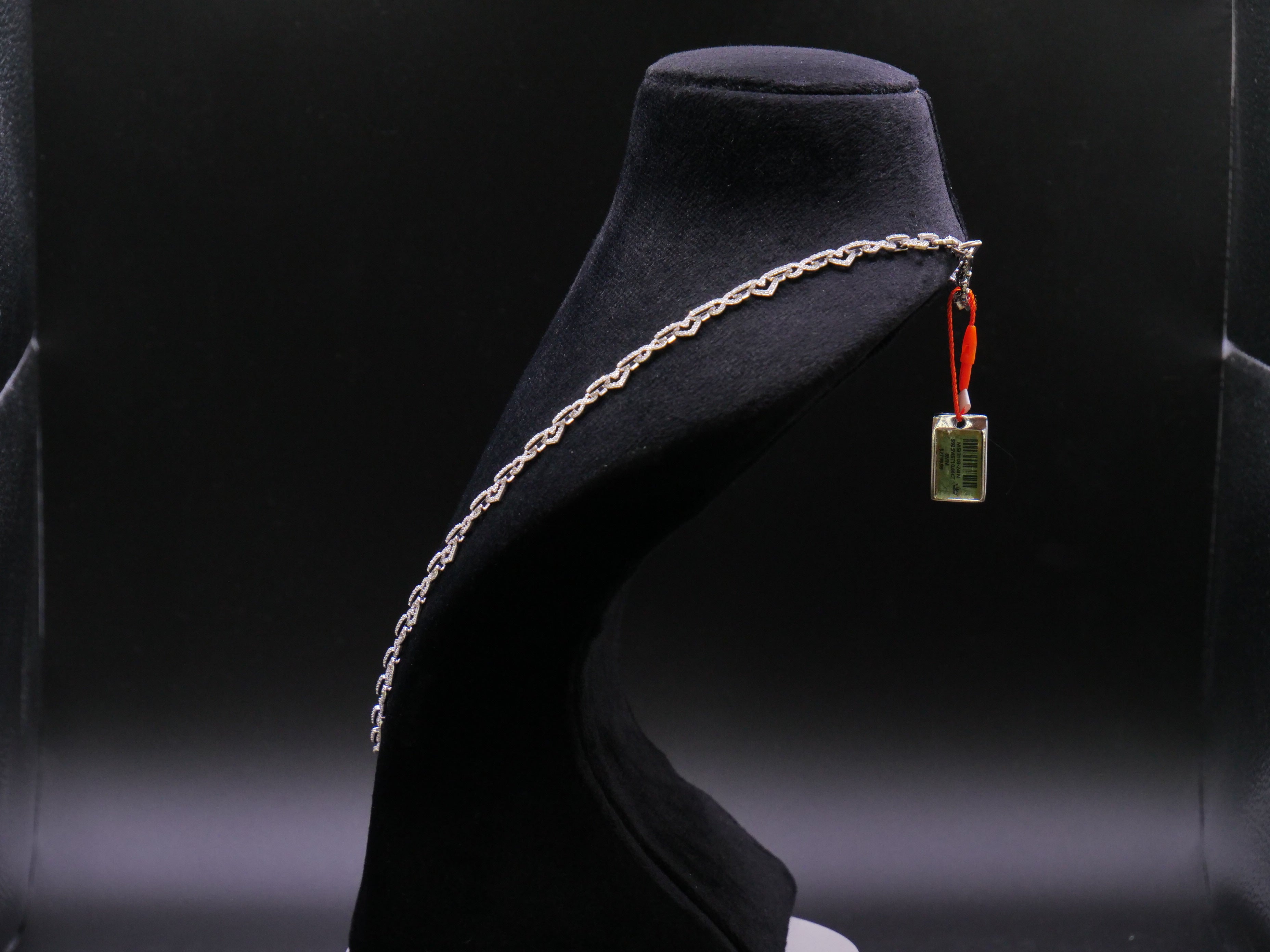 Pavé Open Heart-Link Chain Necklace In Silver
