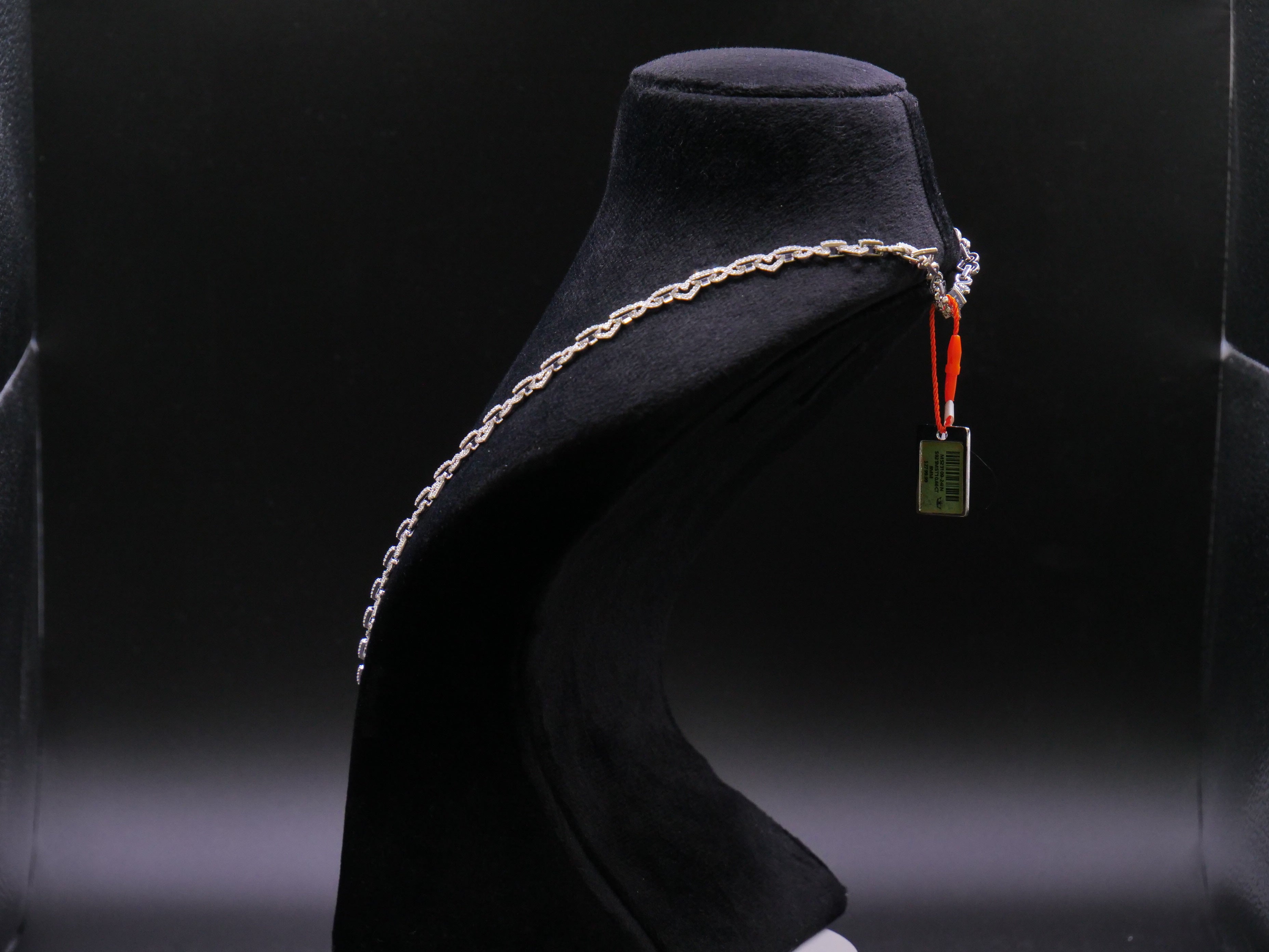 Pavé Open Heart-Link Chain Necklace In Silver