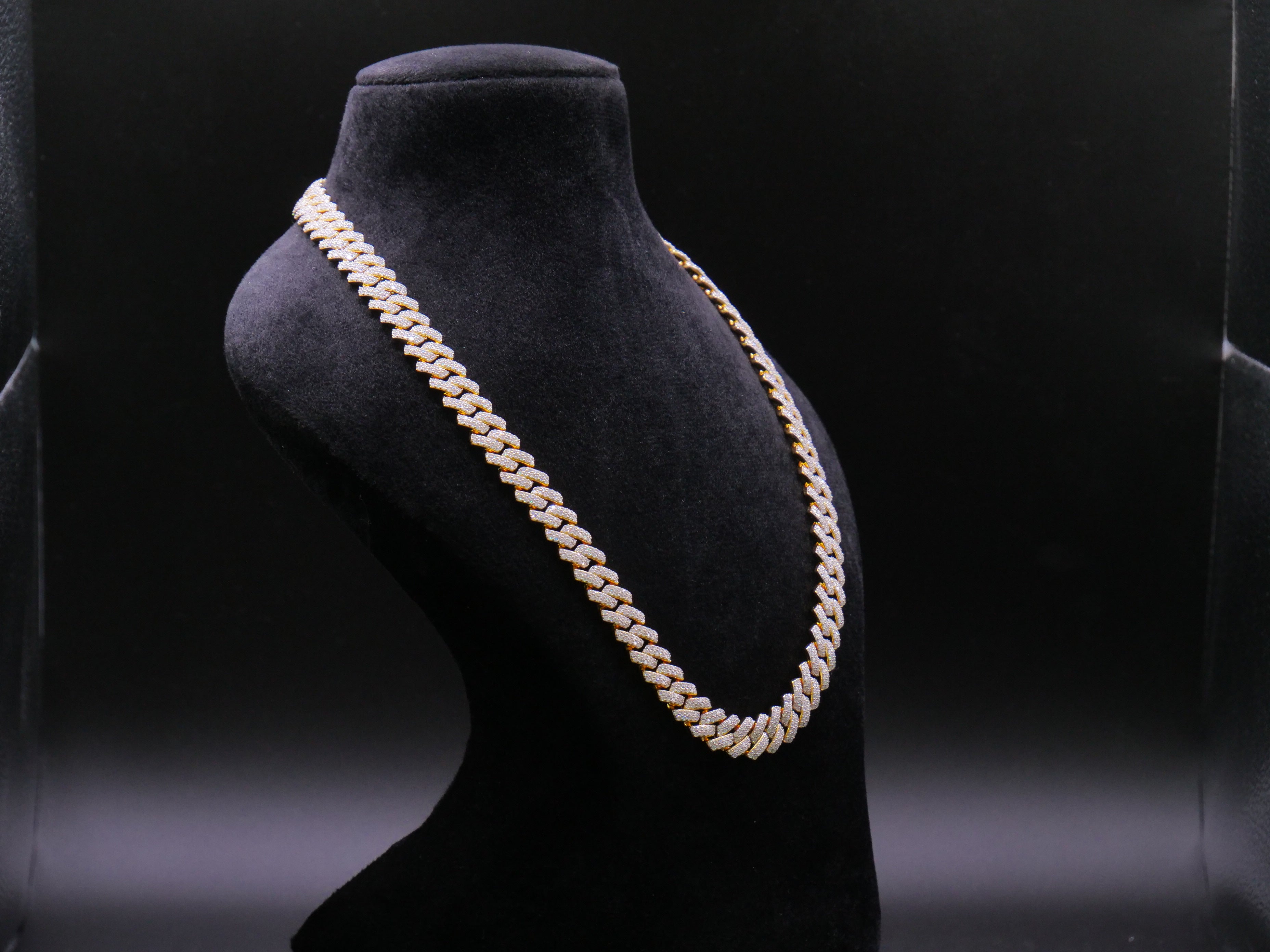 Heavyweight Iced Out Cuban Link Chain In Yellow Gold With Full Pavé CZ Setting