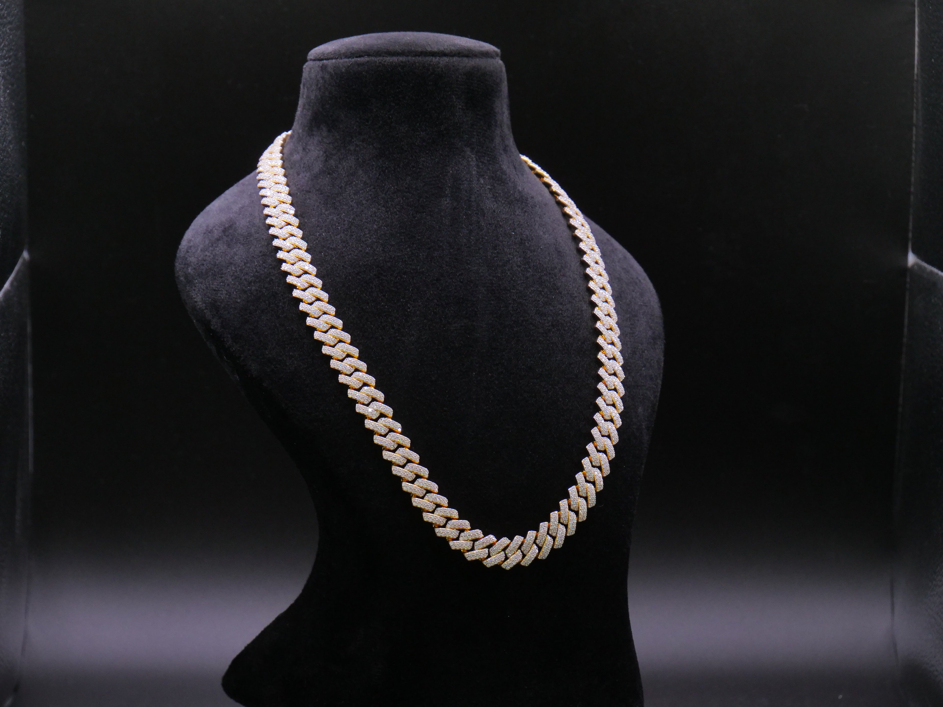 Heavyweight Iced Out Cuban Link Chain In Yellow Gold With Full Pavé CZ Setting
