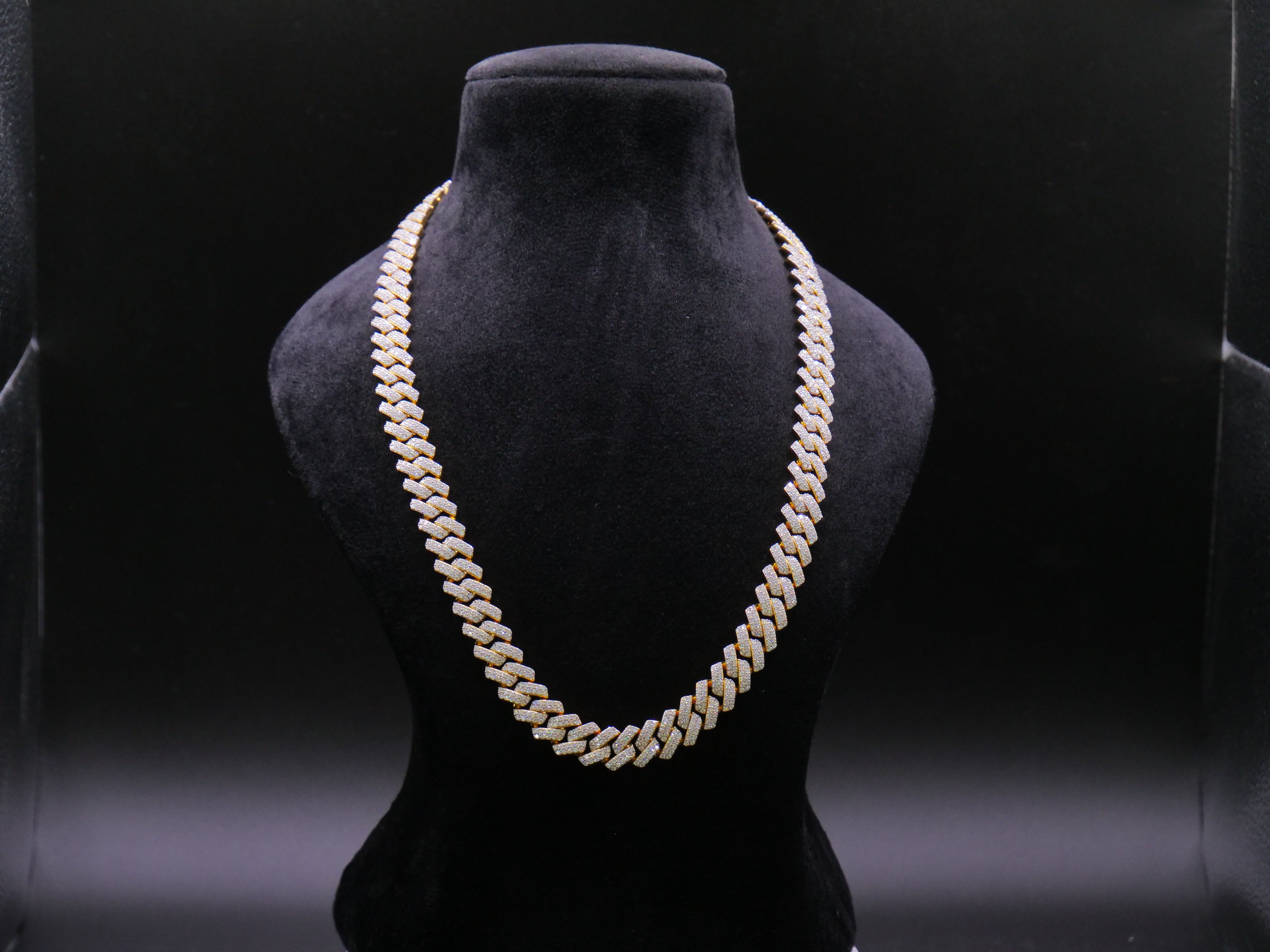Heavyweight Iced Out Cuban Link Chain In Yellow Gold With Full Pavé CZ Setting