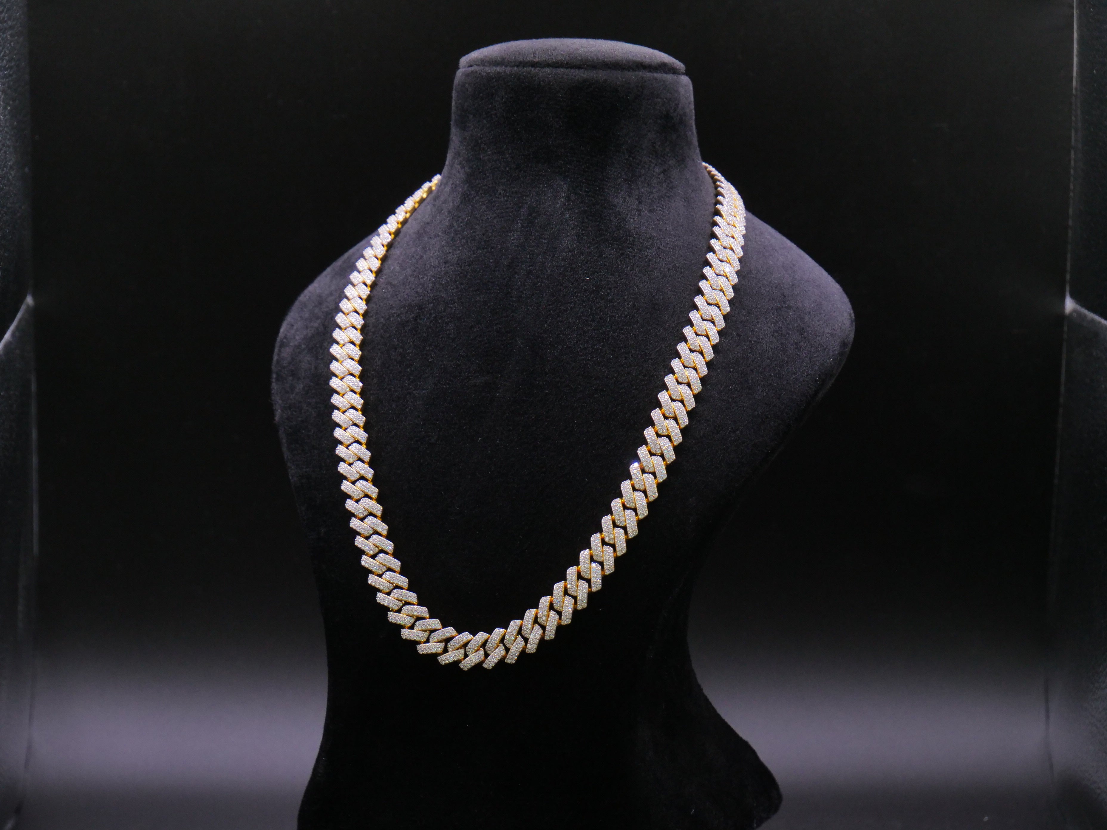 Heavyweight Iced Out Cuban Link Chain In Yellow Gold With Full Pavé CZ Setting