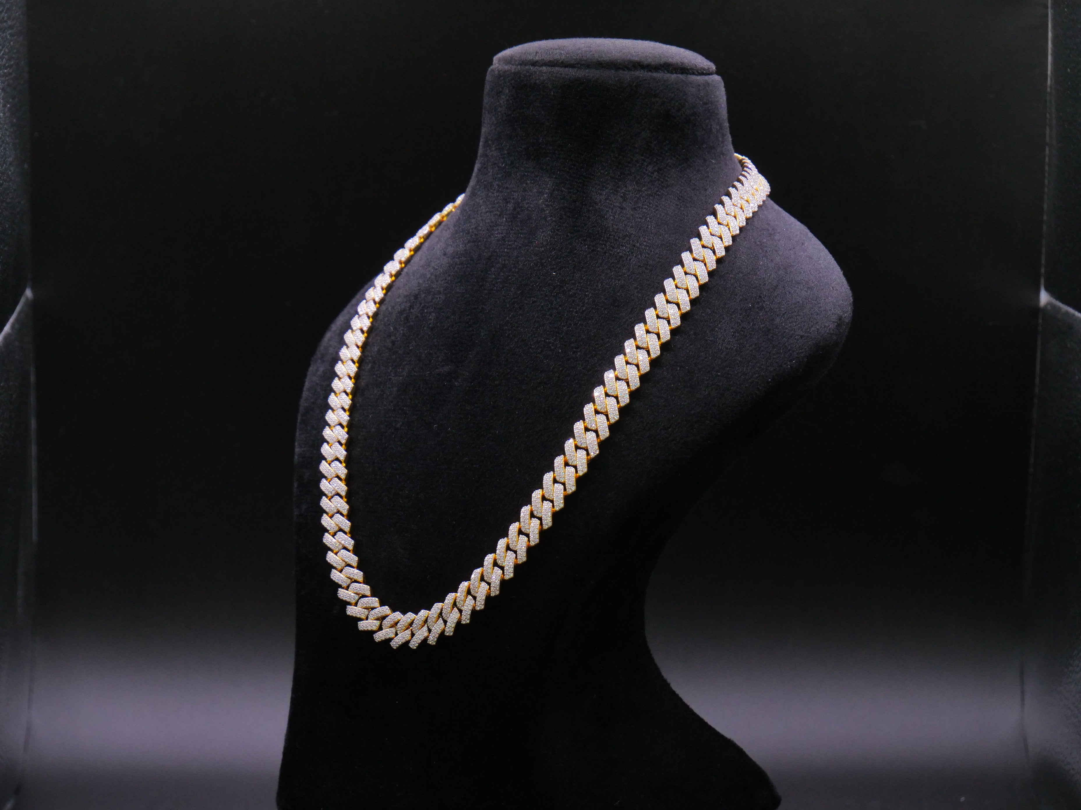Heavyweight Iced Out Cuban Link Chain In Yellow Gold With Full Pavé CZ Setting