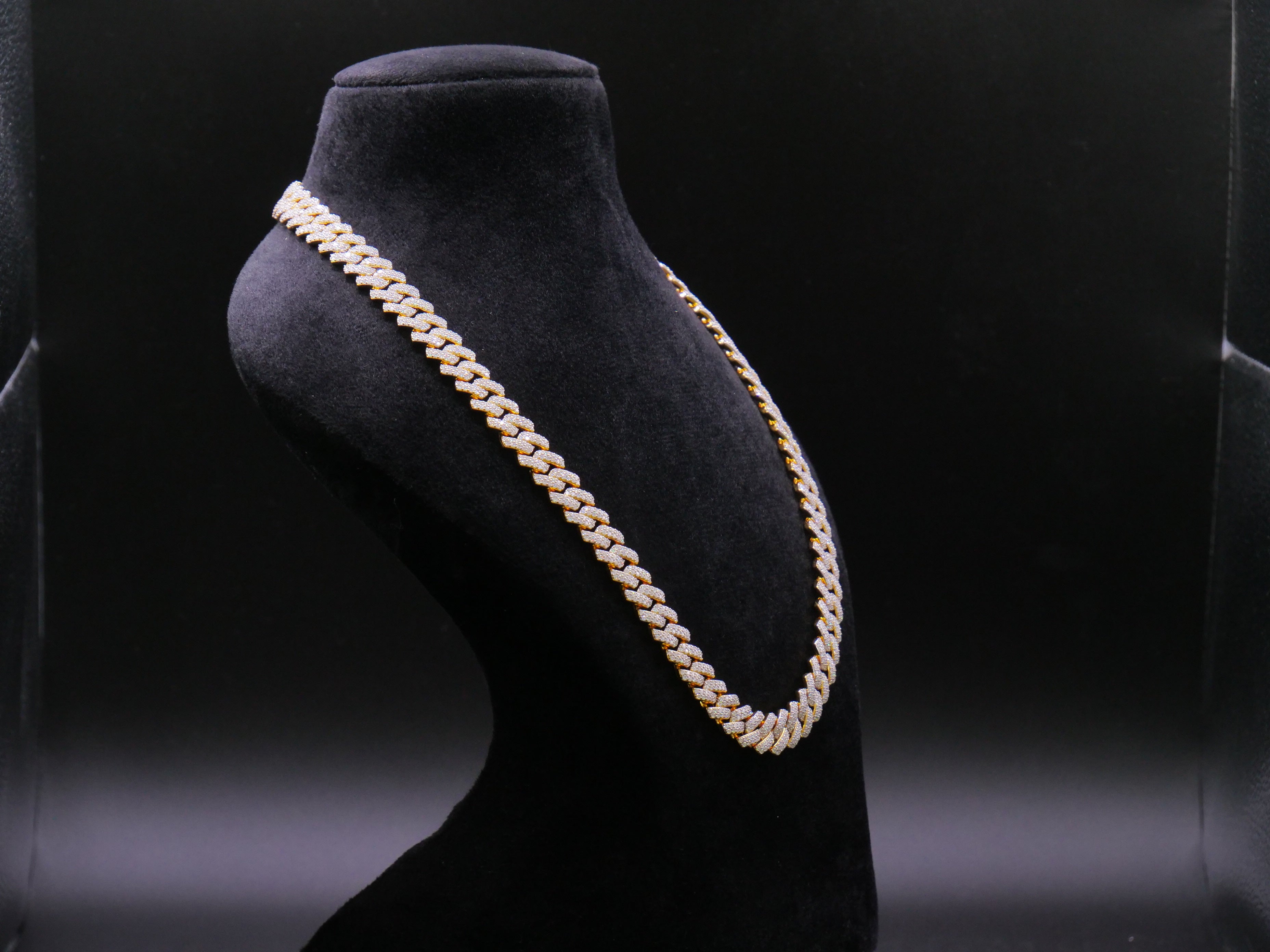 Heavyweight Iced Out Cuban Link Chain In Yellow Gold With Full Pavé CZ Setting