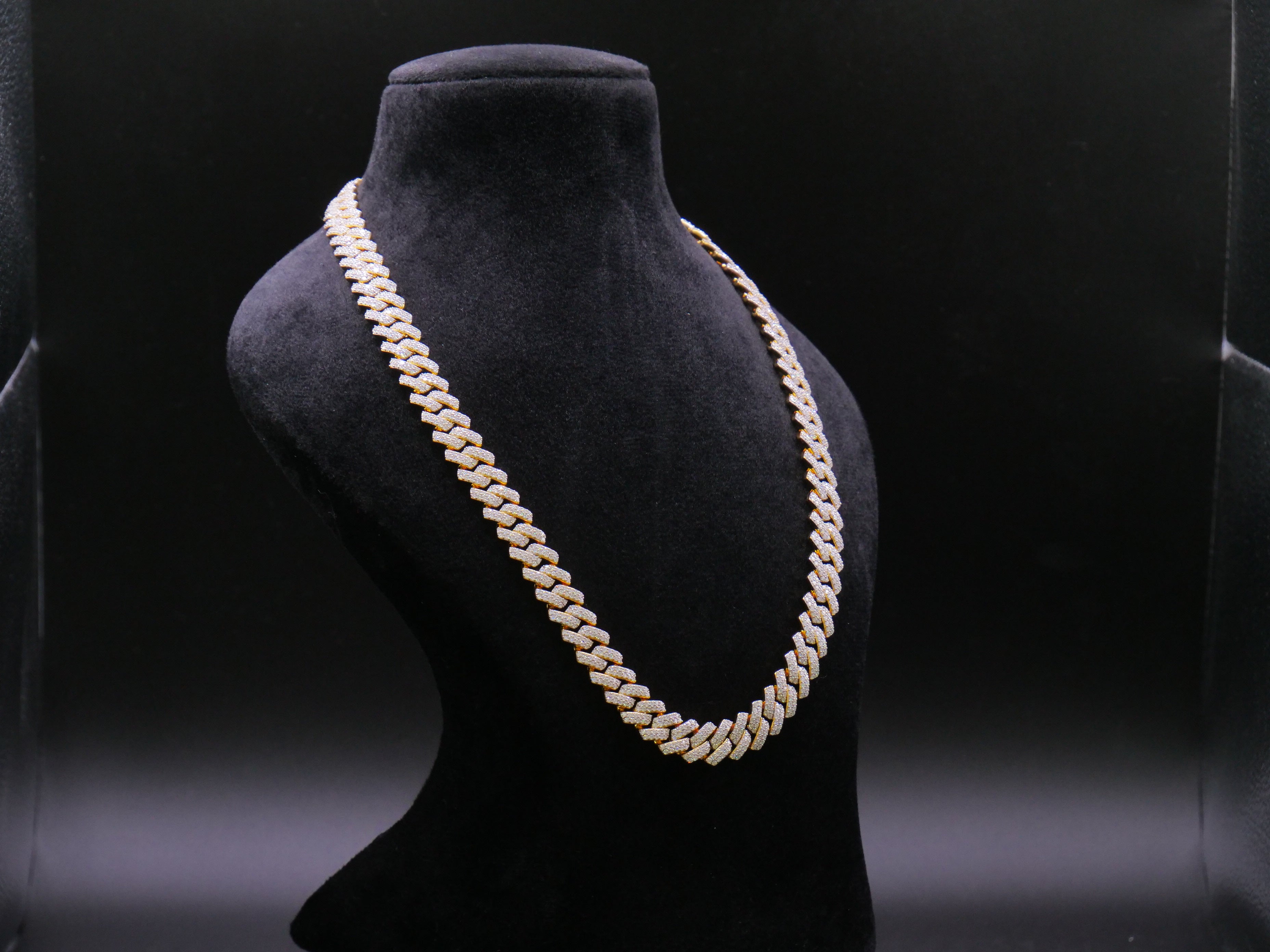 Heavyweight Iced Out Cuban Link Chain In Yellow Gold With Full Pavé CZ Setting