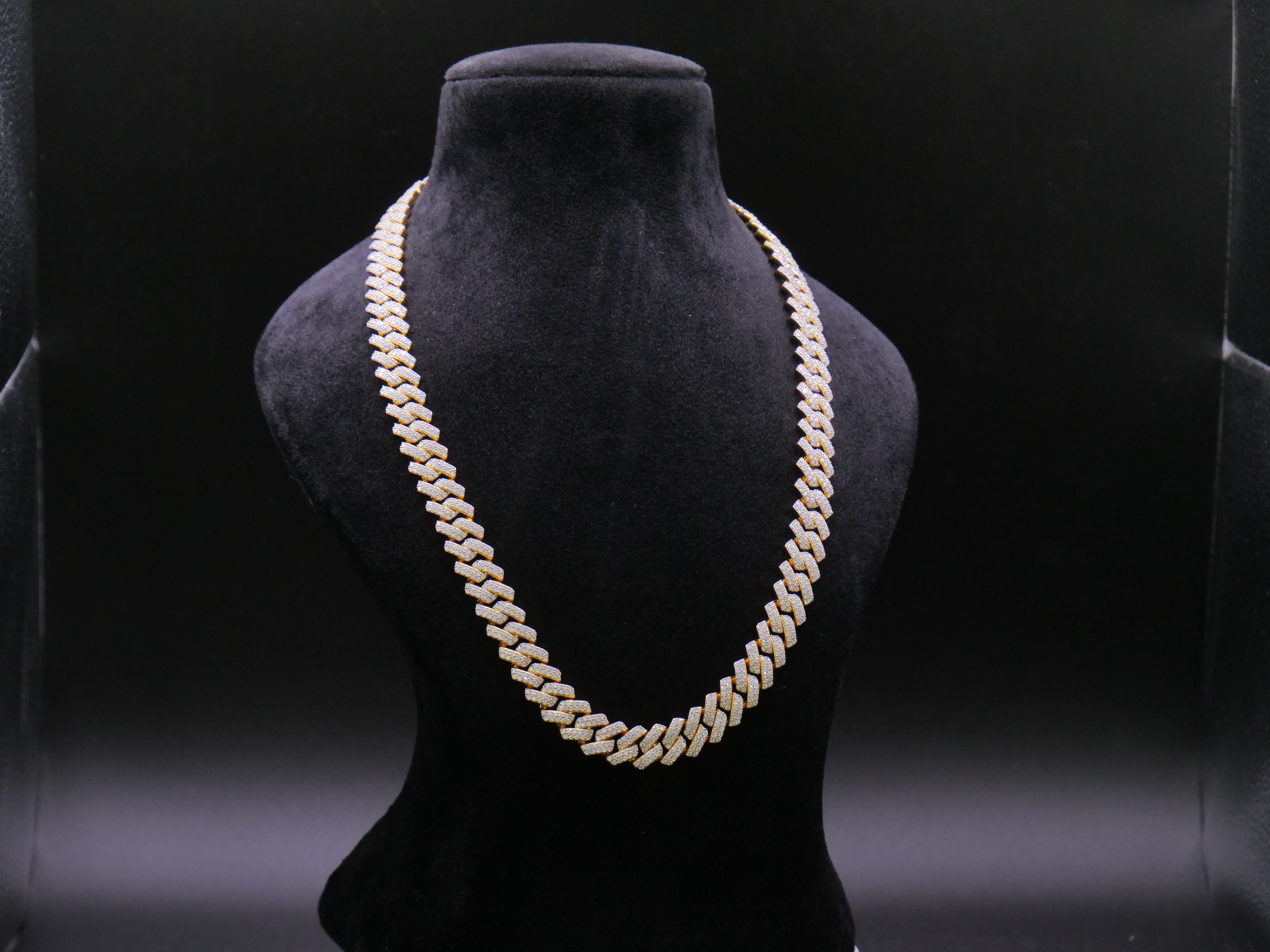 Heavyweight Iced Out Cuban Link Chain In Yellow Gold With Full Pavé CZ Setting