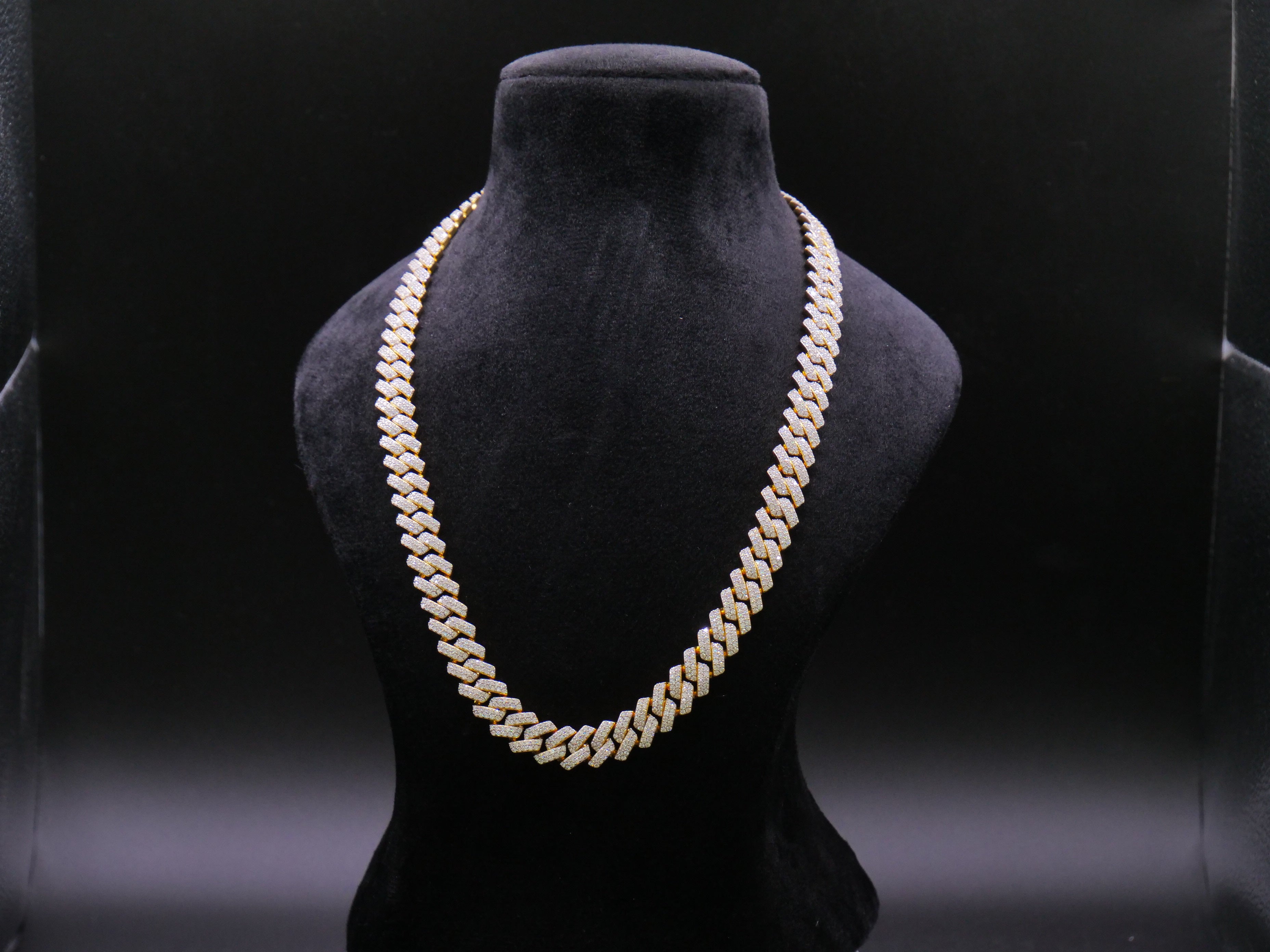 Heavyweight Iced Out Cuban Link Chain In Yellow Gold With Full Pavé CZ Setting