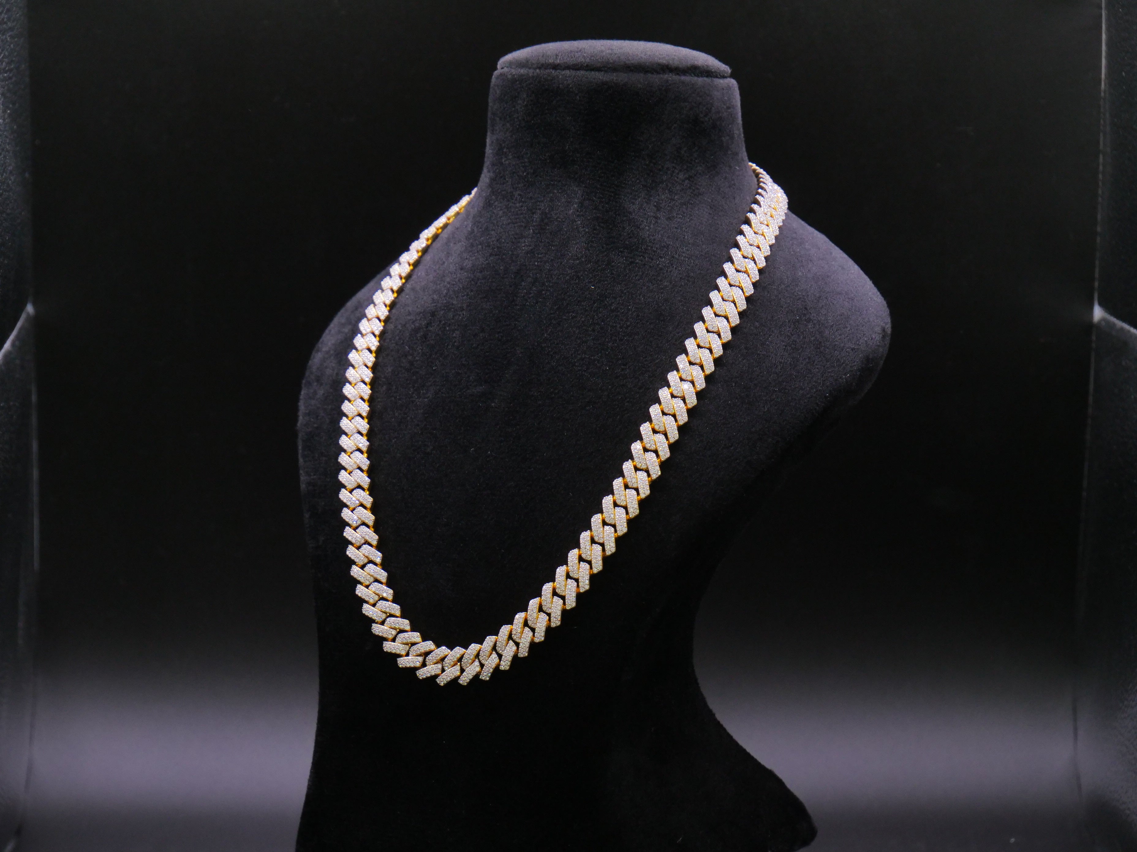 Heavyweight Iced Out Cuban Link Chain In Yellow Gold With Full Pavé CZ Setting