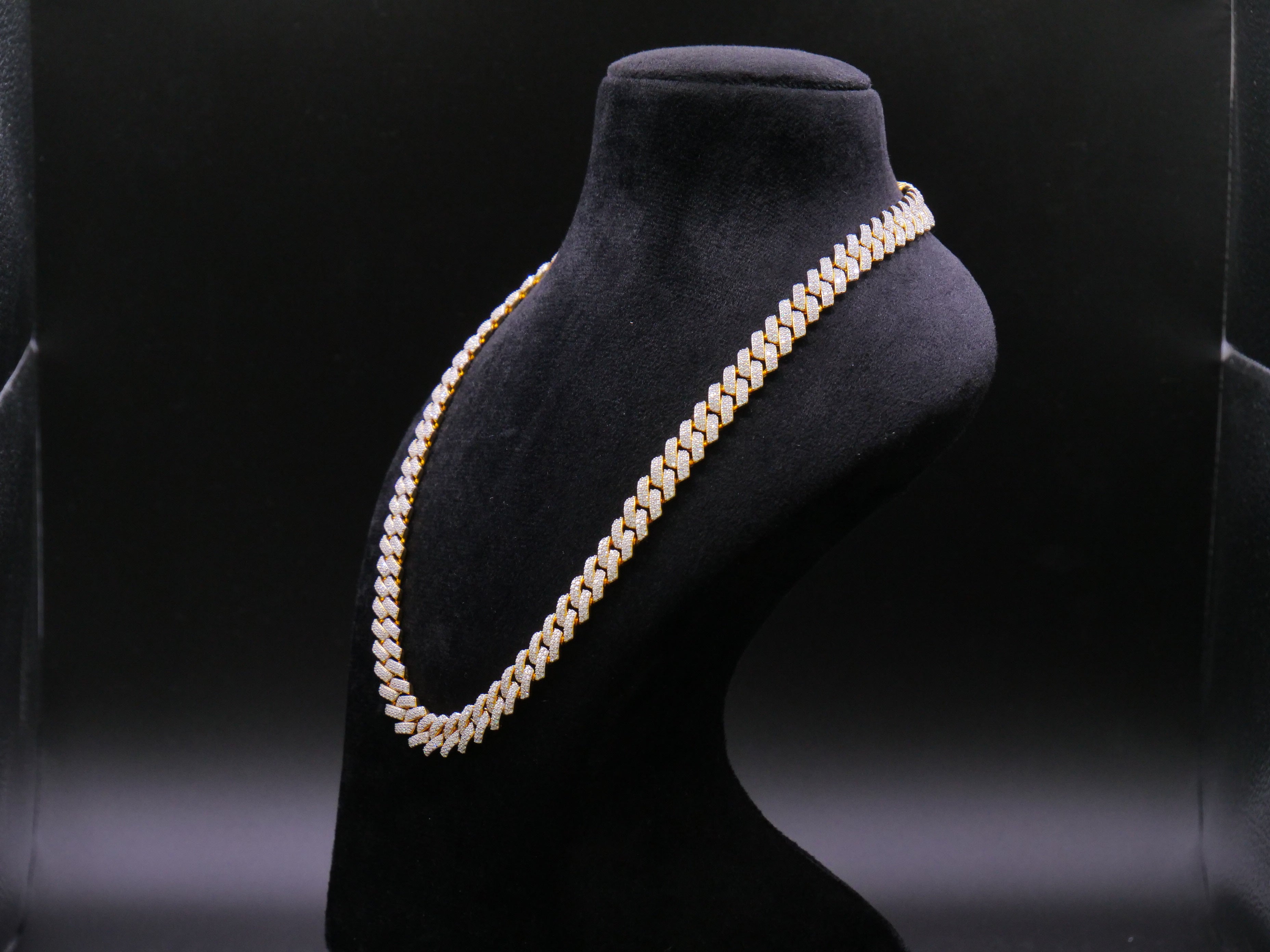 Heavyweight Iced Out Cuban Link Chain In Yellow Gold With Full Pavé CZ Setting