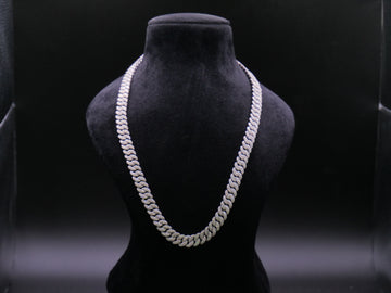 Heavyweight Iced Out Cuban Link Chain In White Gold With Full Pavé CZ Setting