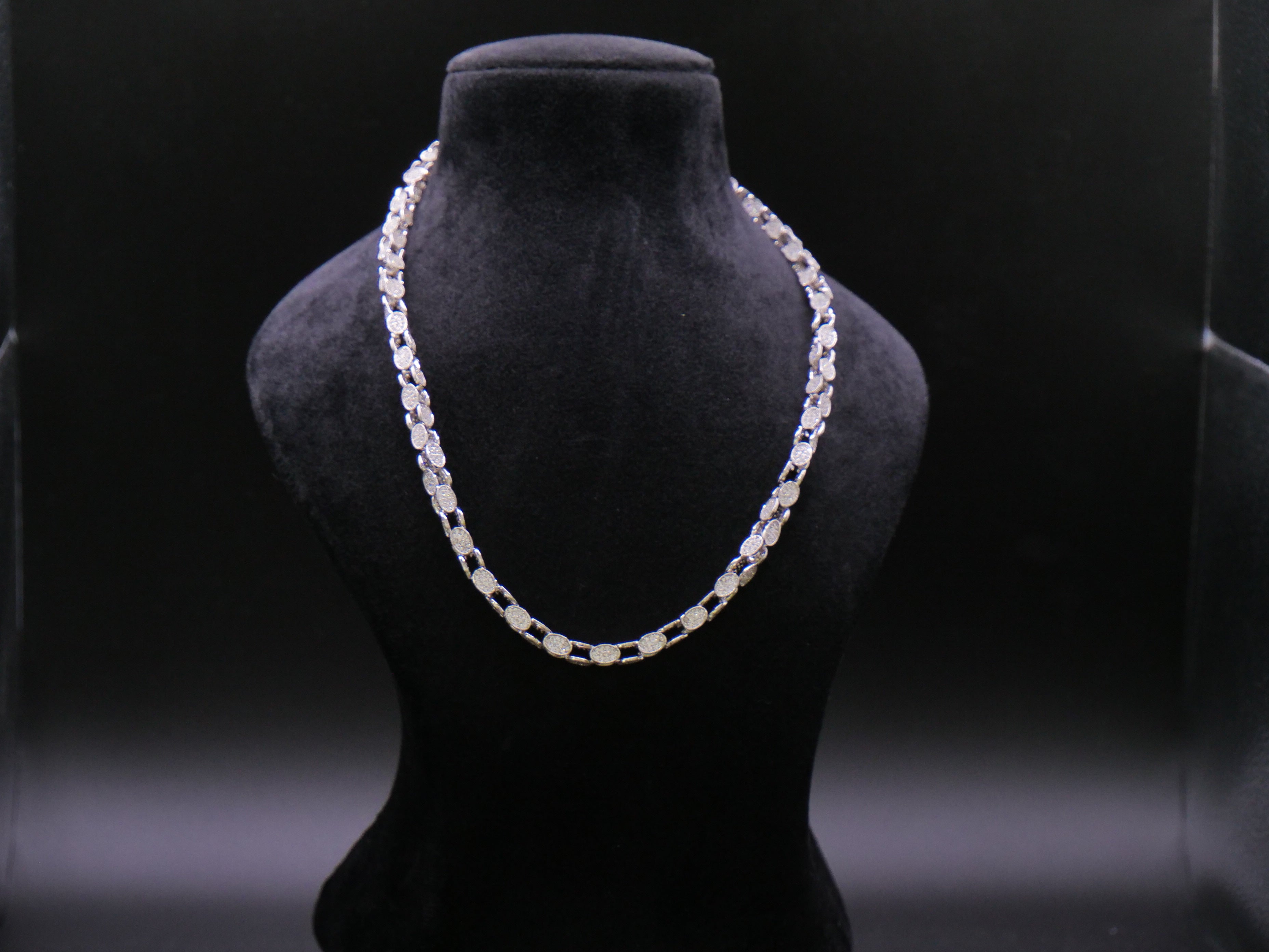 Rose Gold Cuban Link Chain Necklace With Full Pavé CZ Stone Setting