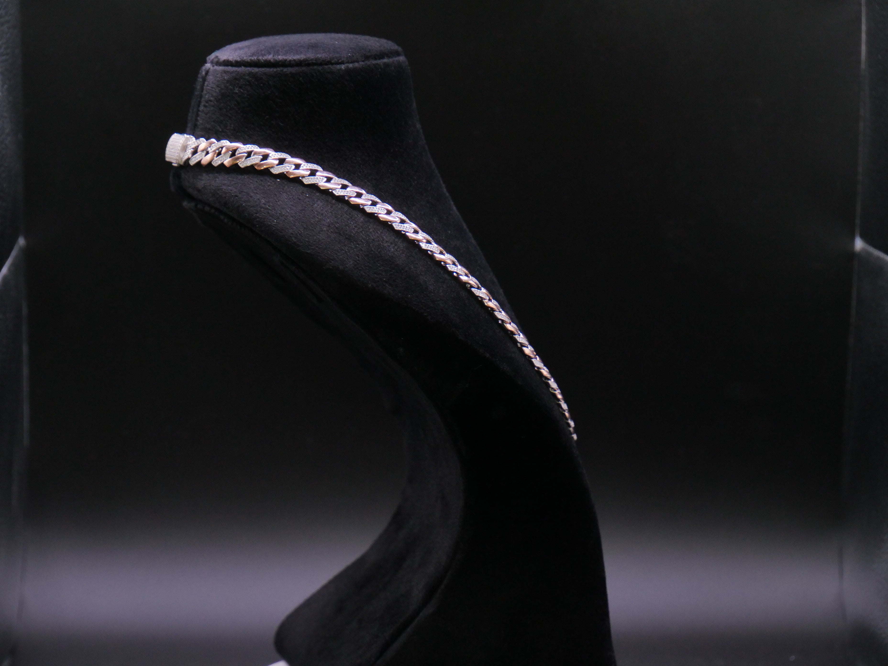 Rose Gold Cuban Link Chain Necklace With Full Pavé CZ Stone Setting