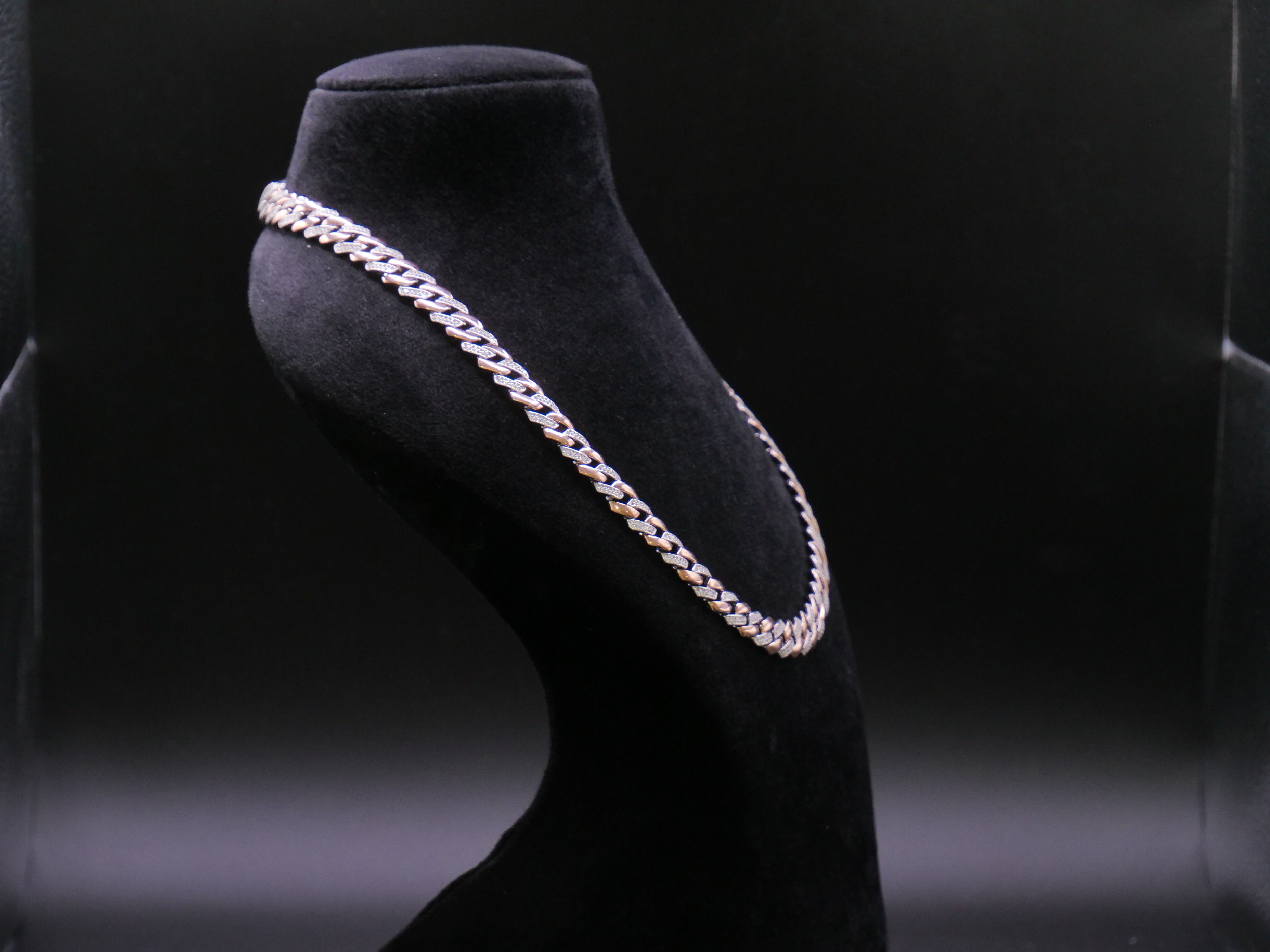 Rose Gold Cuban Link Chain Necklace With Full Pavé CZ Stone Setting