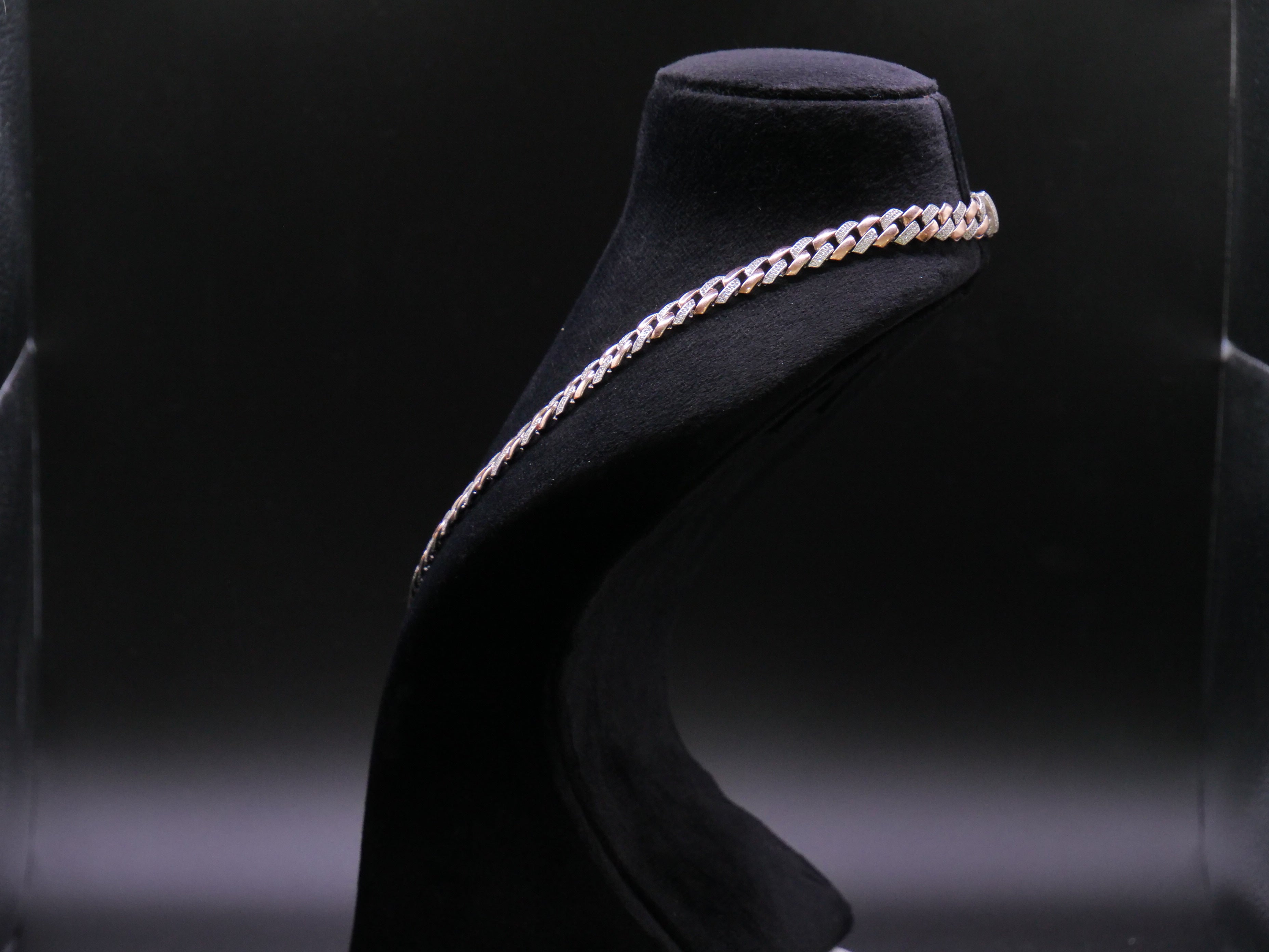 Rose Gold Cuban Link Chain Necklace With Full Pavé CZ Stone Setting