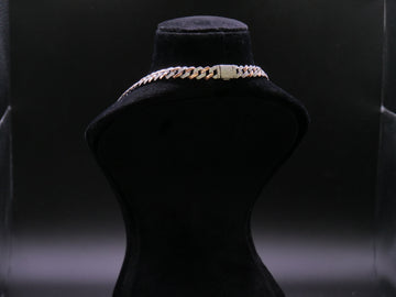 Rose Gold Cuban Link Chain Necklace With Full Pavé CZ Stone Setting