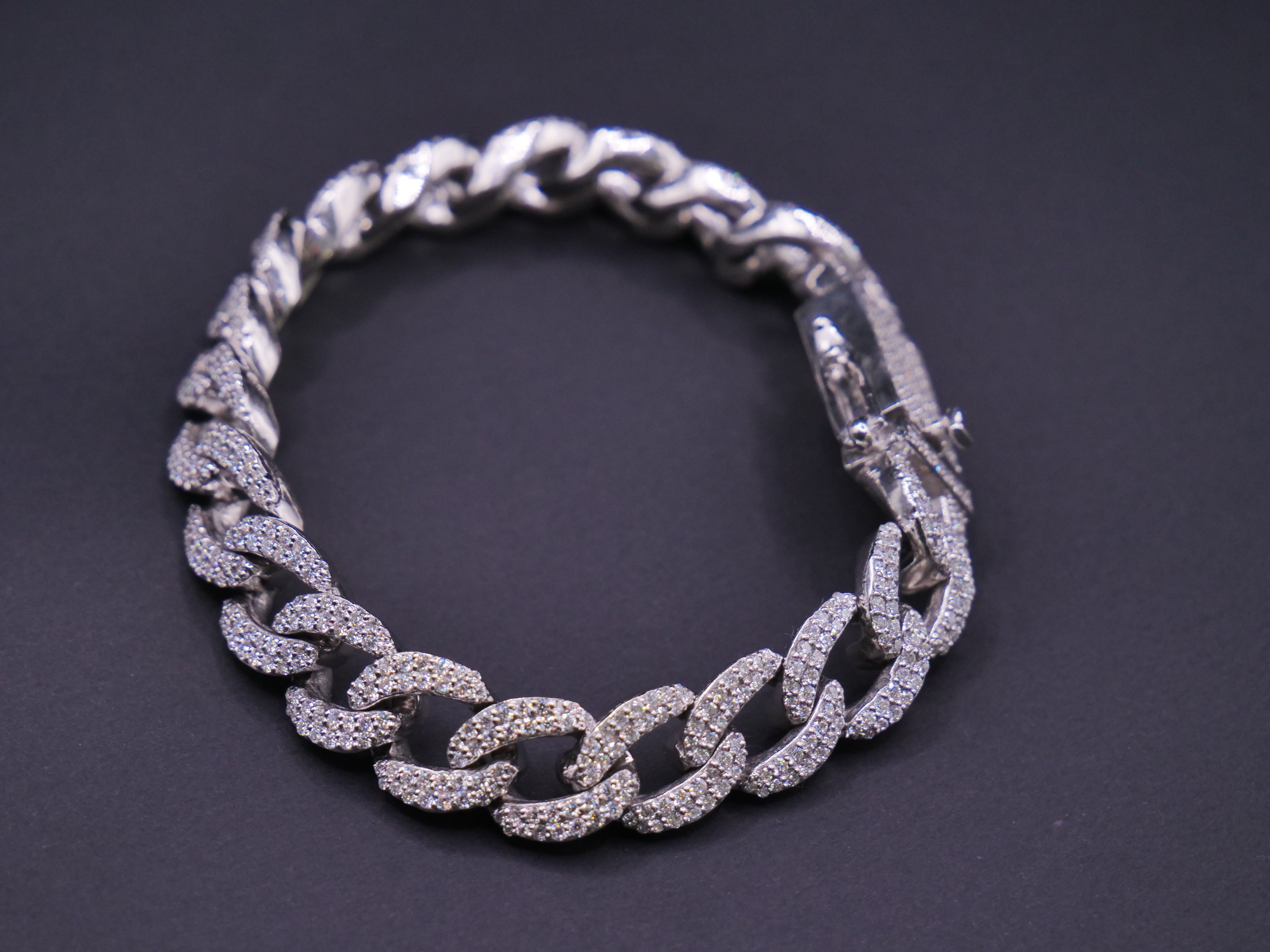 Oval Pavé Link Chain Necklace In White Gold With Full CZ Stone Setting