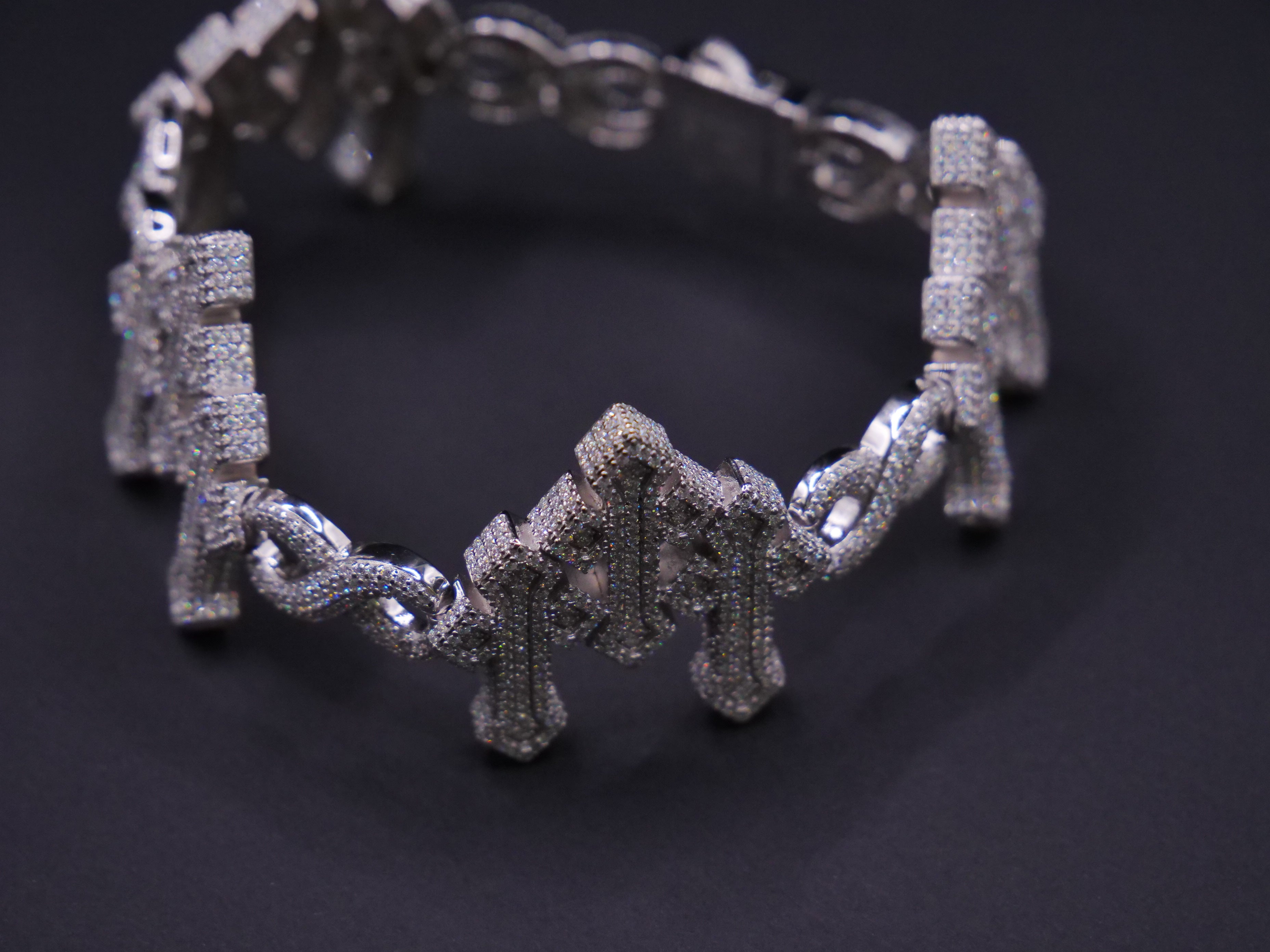 Iced Out Infinity Link Bracelet In Silver With Full Pavé CZ & Box Clasp Closure