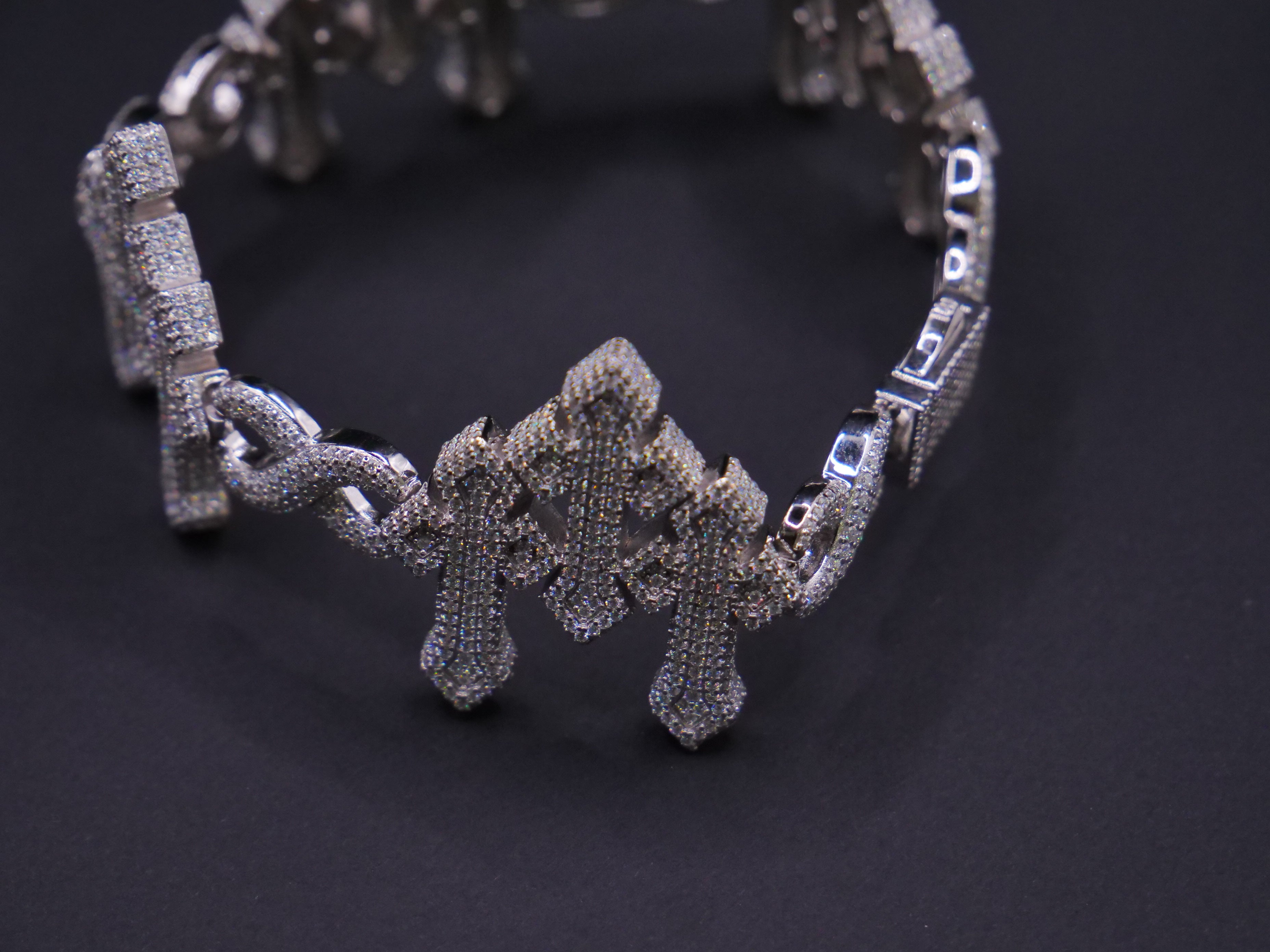 Iced Out Infinity Link Bracelet In Silver With Full Pavé CZ & Box Clasp Closure
