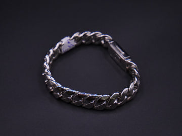 Heavyweight Polished Cuban Link Bracelet In Silver With Box Clasp Closure