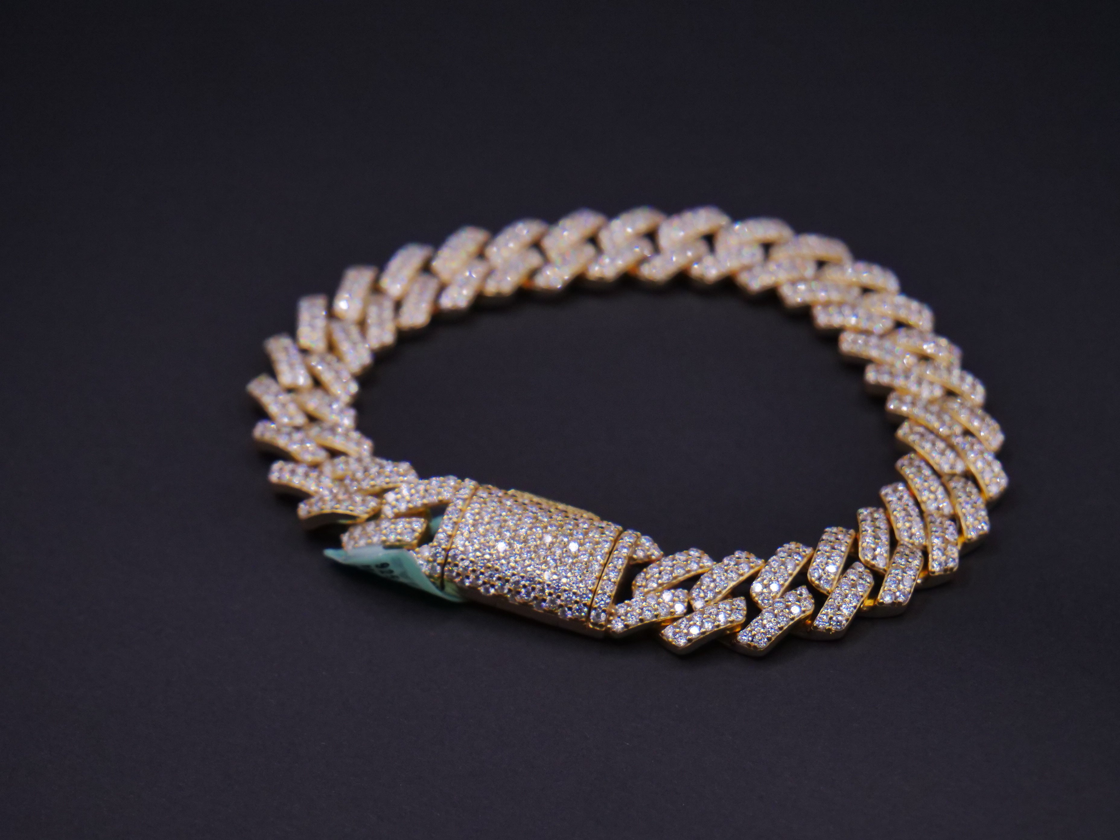 Iced Out Prong-Set Cuban Link Bracelet In White Gold With Full CZ Stone Coverage