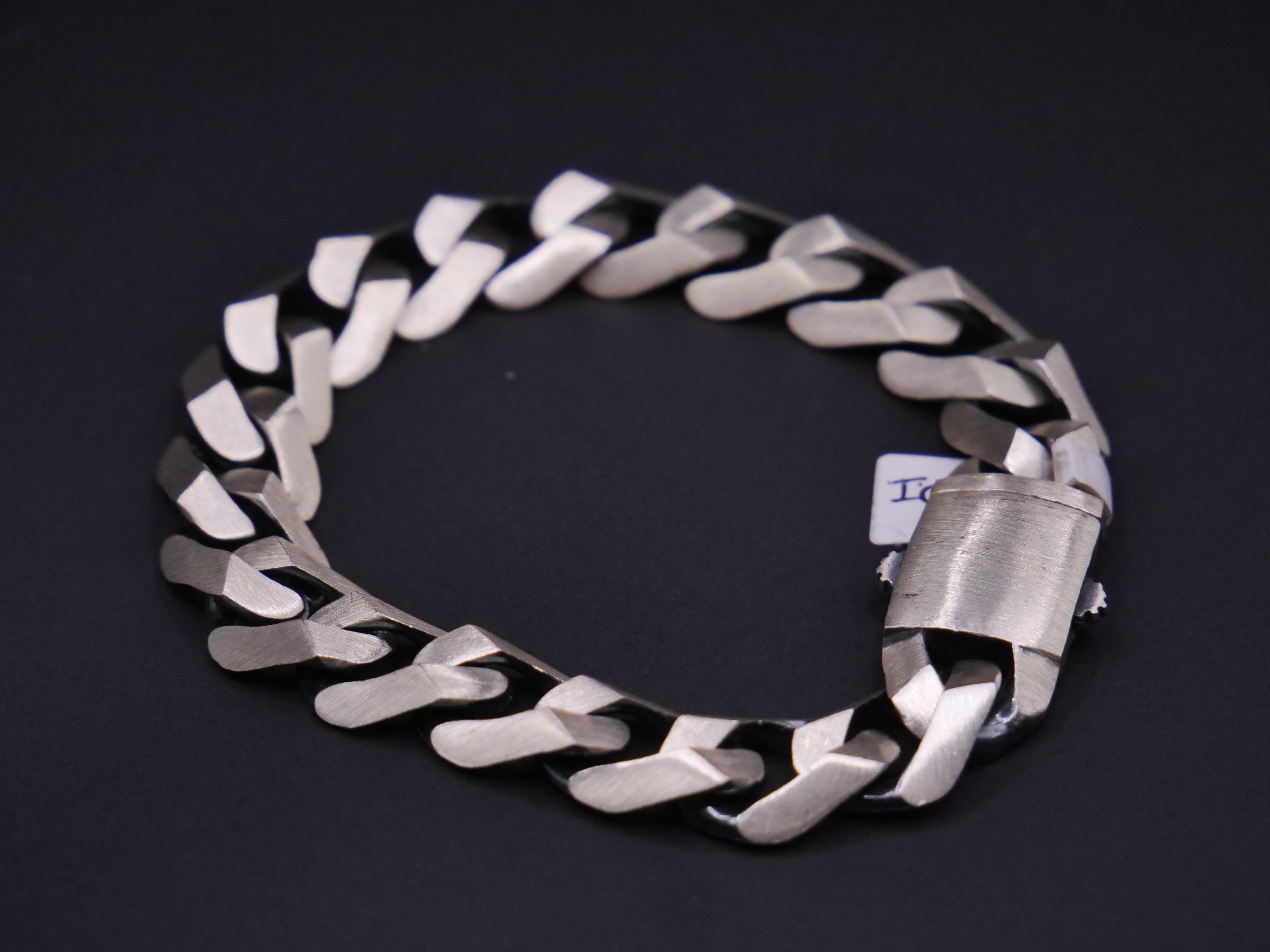 Heavyweight Brushed Finish Flat Cuban Link Bracelet In Silver