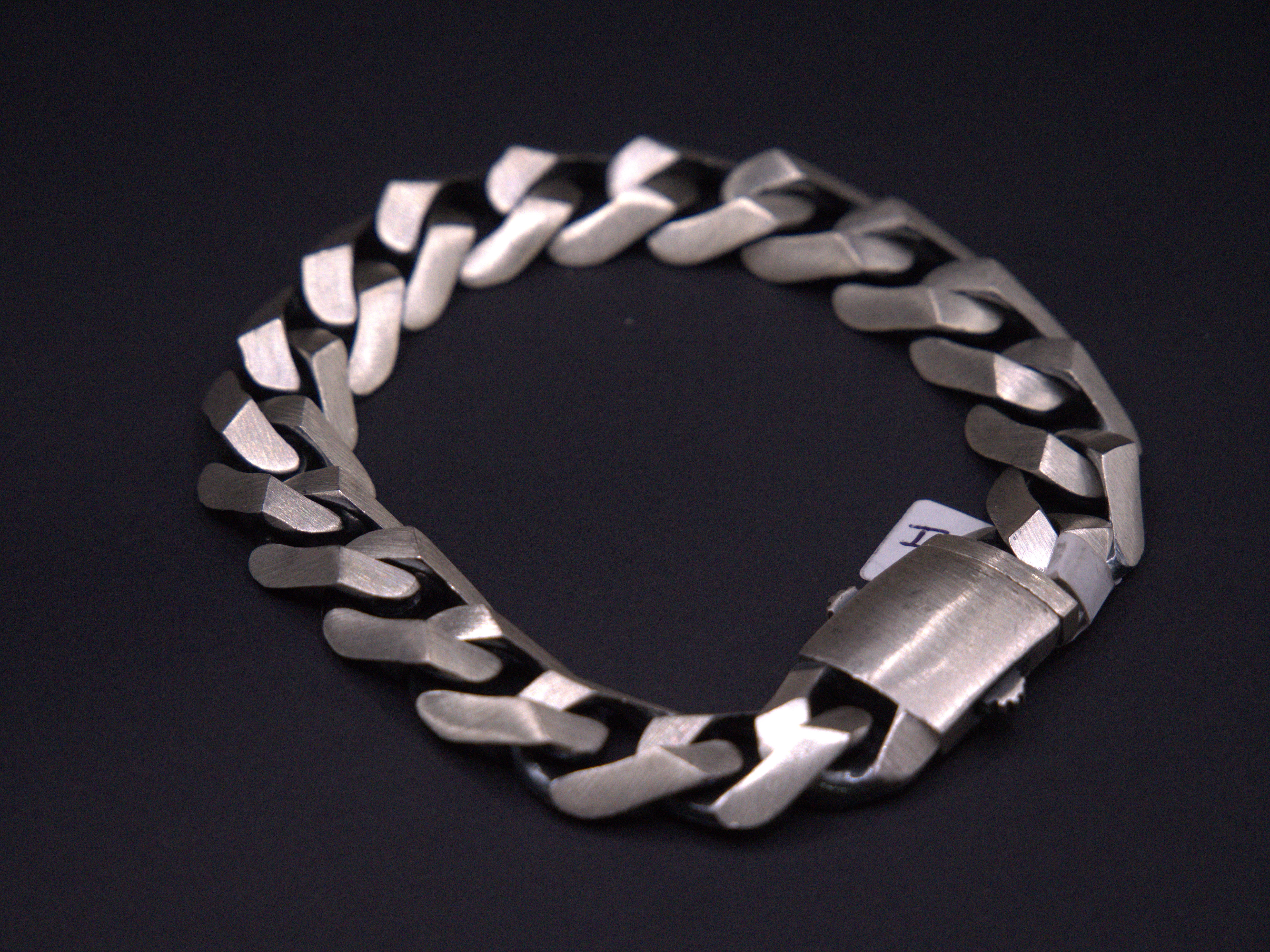 Heavyweight Brushed Finish Flat Cuban Link Bracelet In Silver