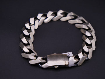 Heavyweight Brushed Finish Flat Cuban Link Bracelet In Silver
