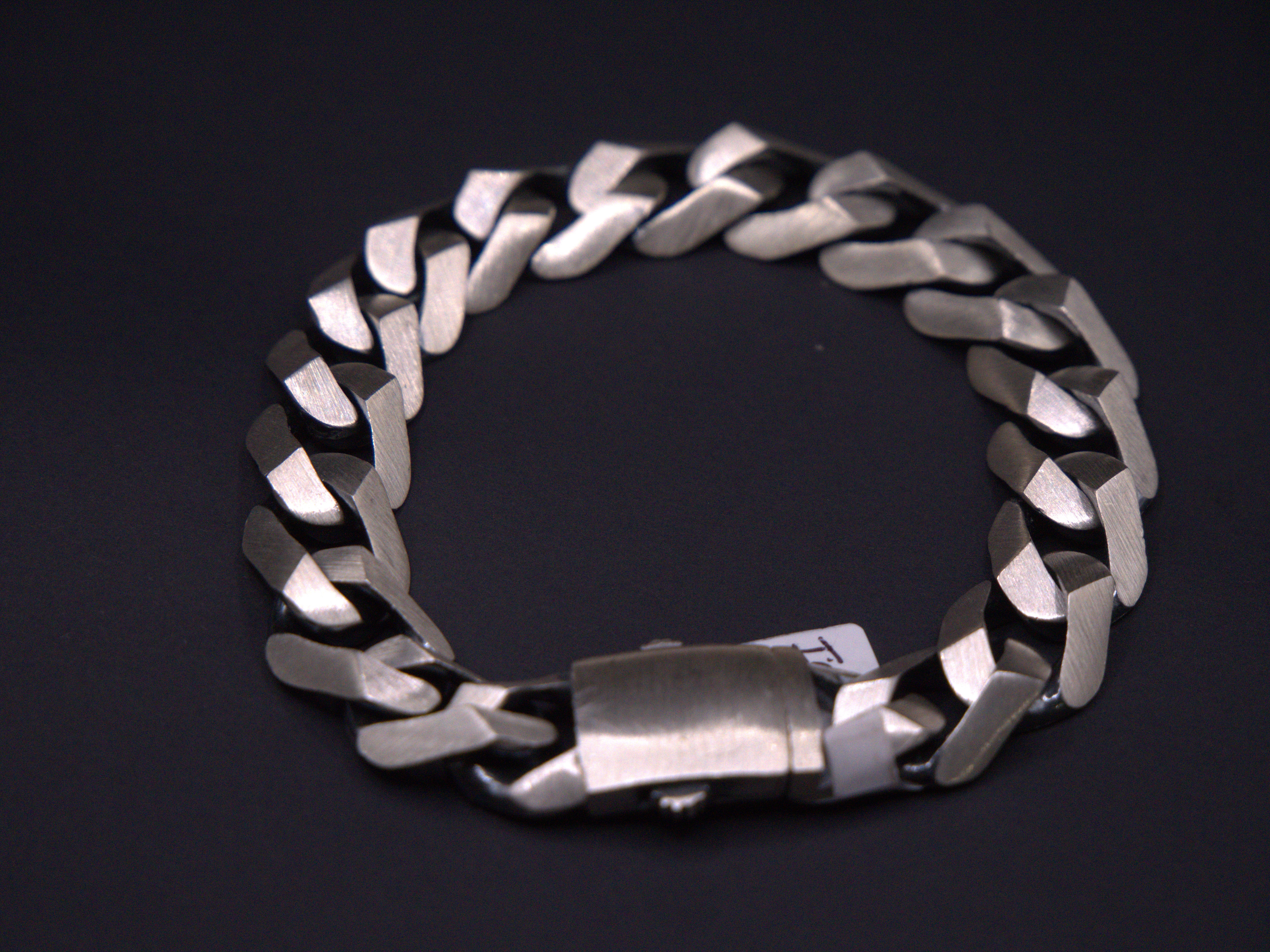 Heavyweight Brushed Finish Flat Cuban Link Bracelet In Silver