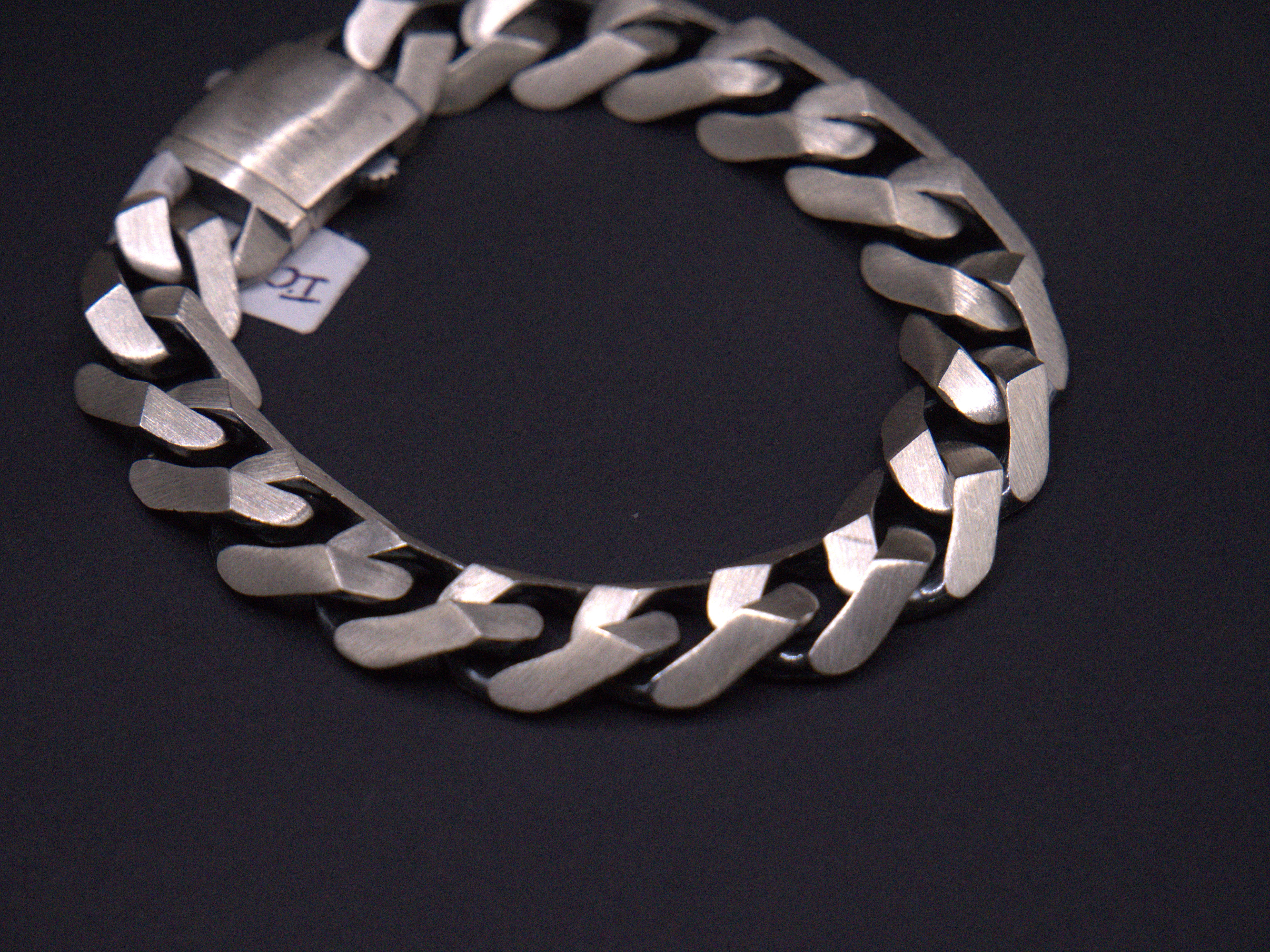 Heavyweight Brushed Finish Flat Cuban Link Bracelet In Silver