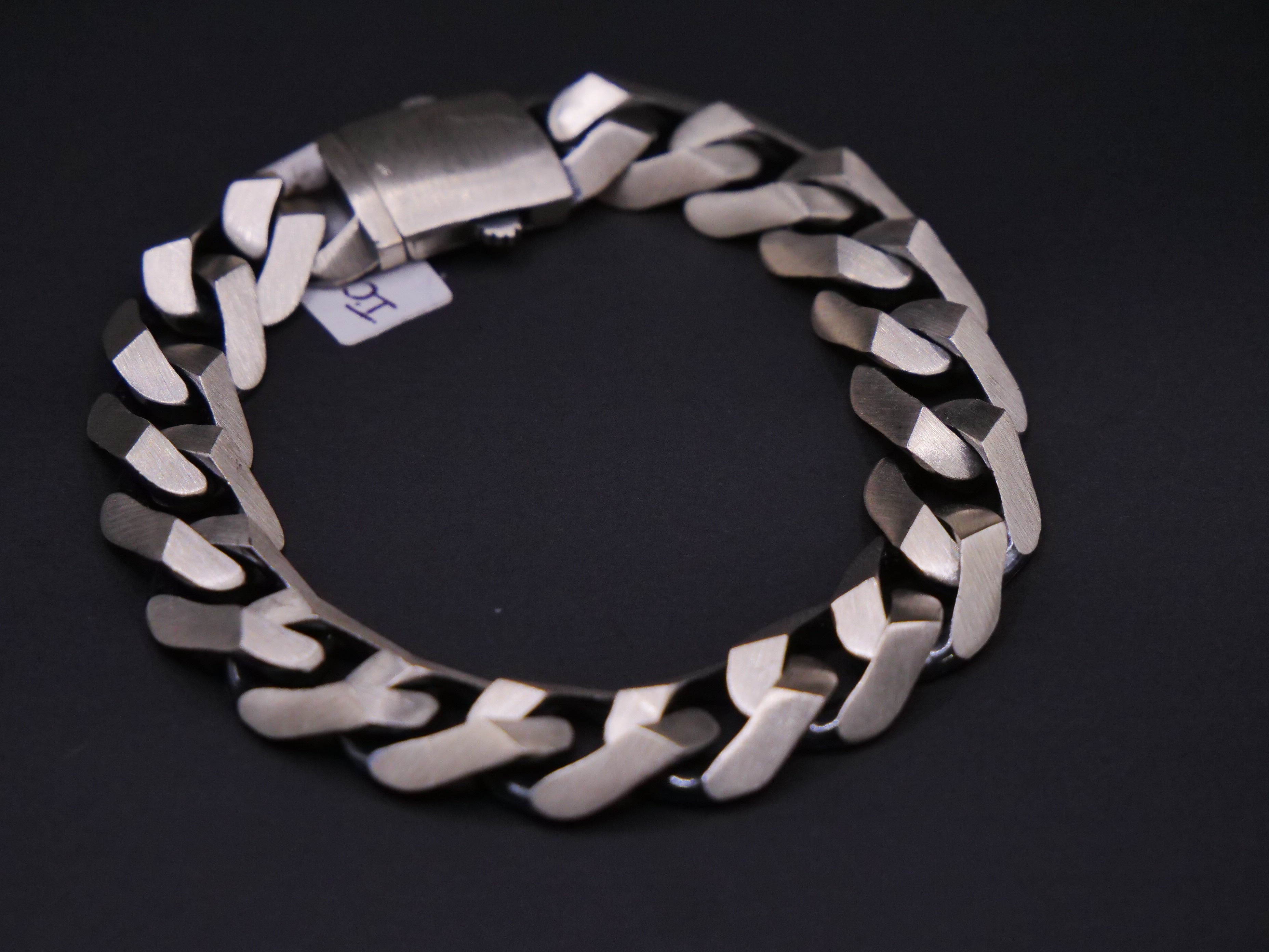 Heavyweight Brushed Finish Flat Cuban Link Bracelet In Silver